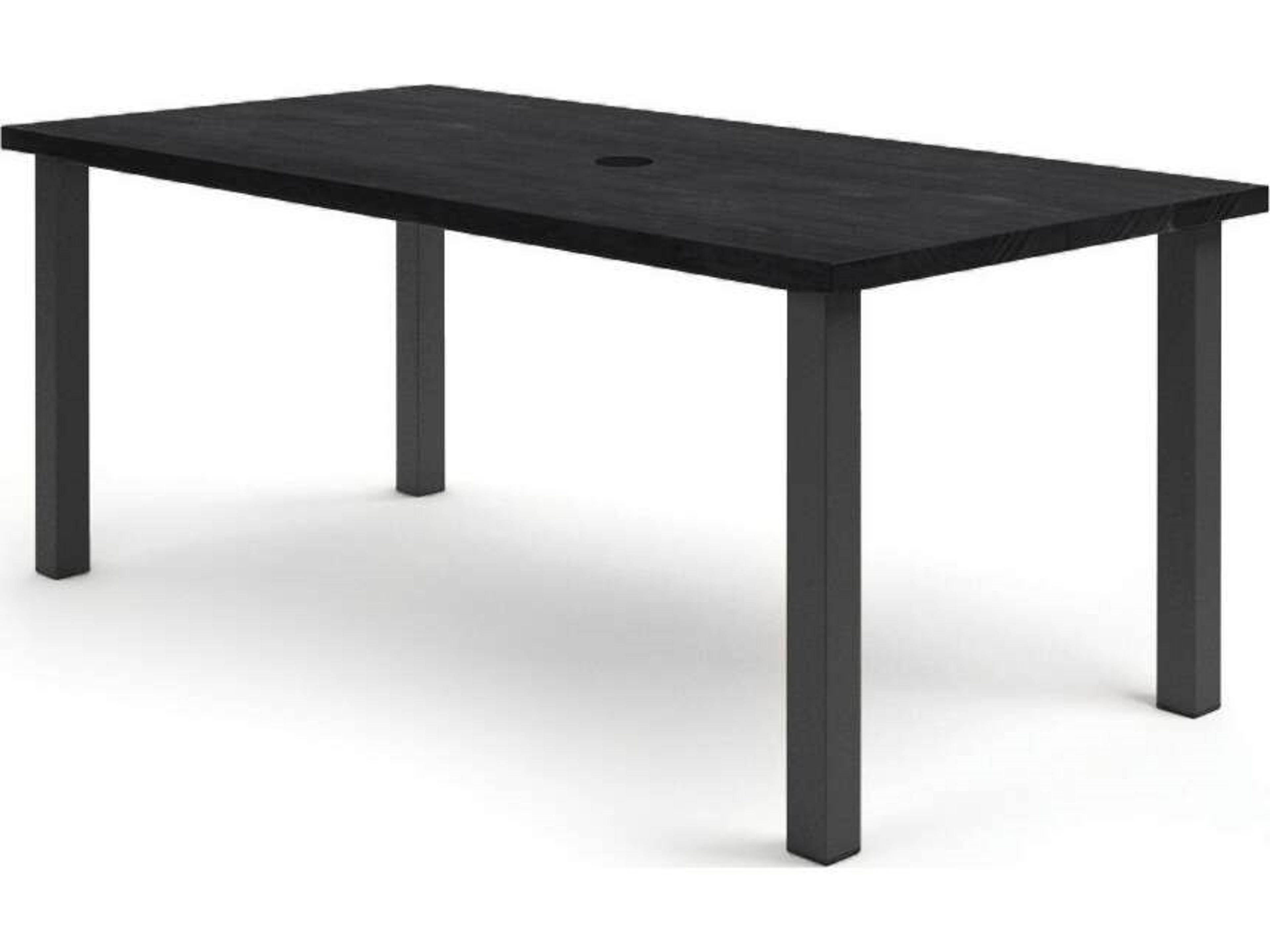 Timber Aluminum Rectangular Outdoor Patio Counter Table with Umbrella Hole