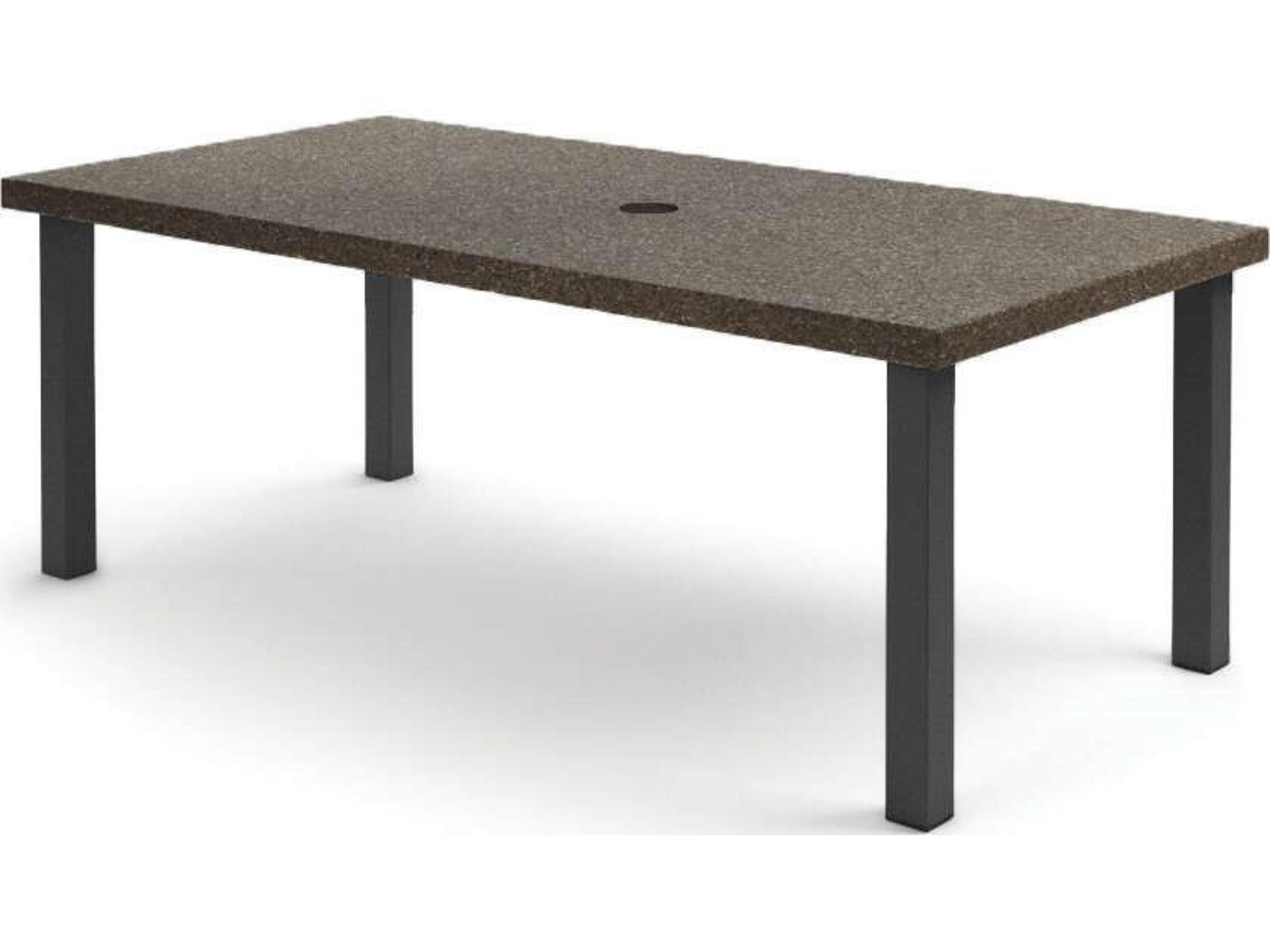 Stonegate Aluminum Rectangular Outdoor Patio Dining Table with Umbrella Hole