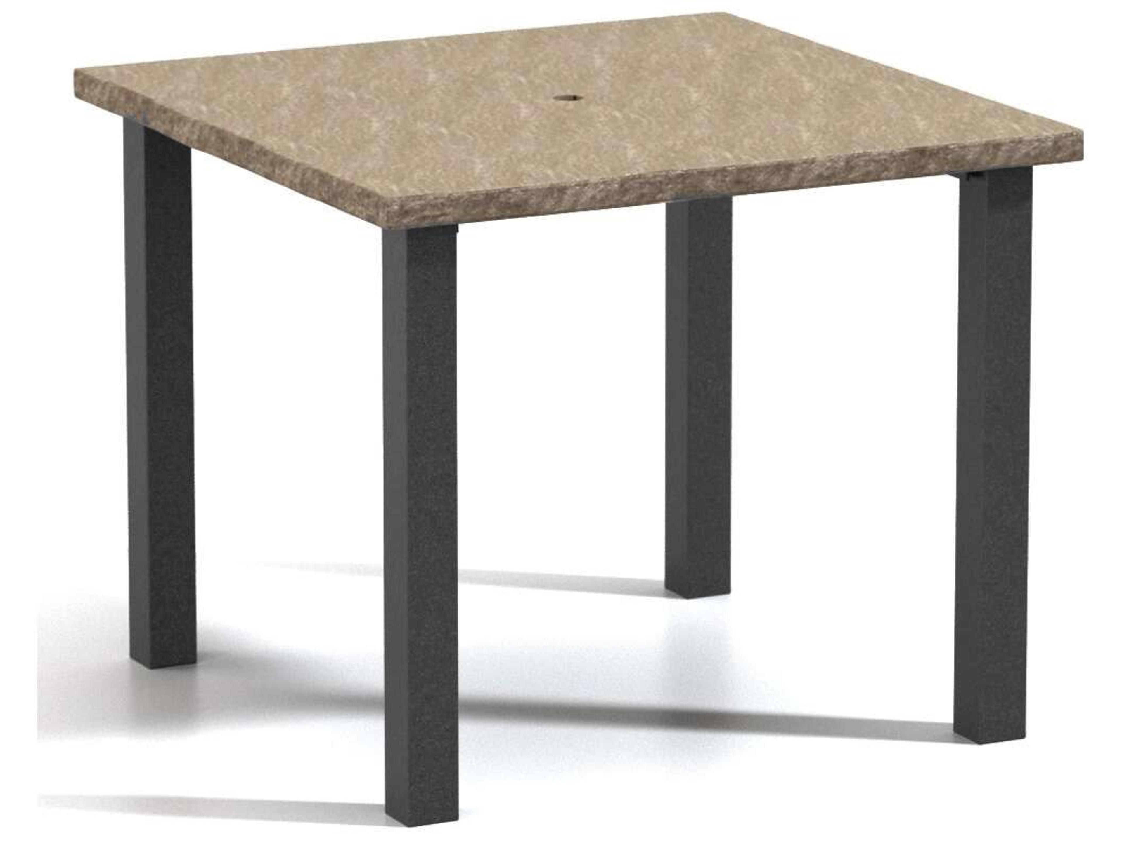 Slate Aluminum Square Post Base Outdoor Counter Table with Umbrella Hole