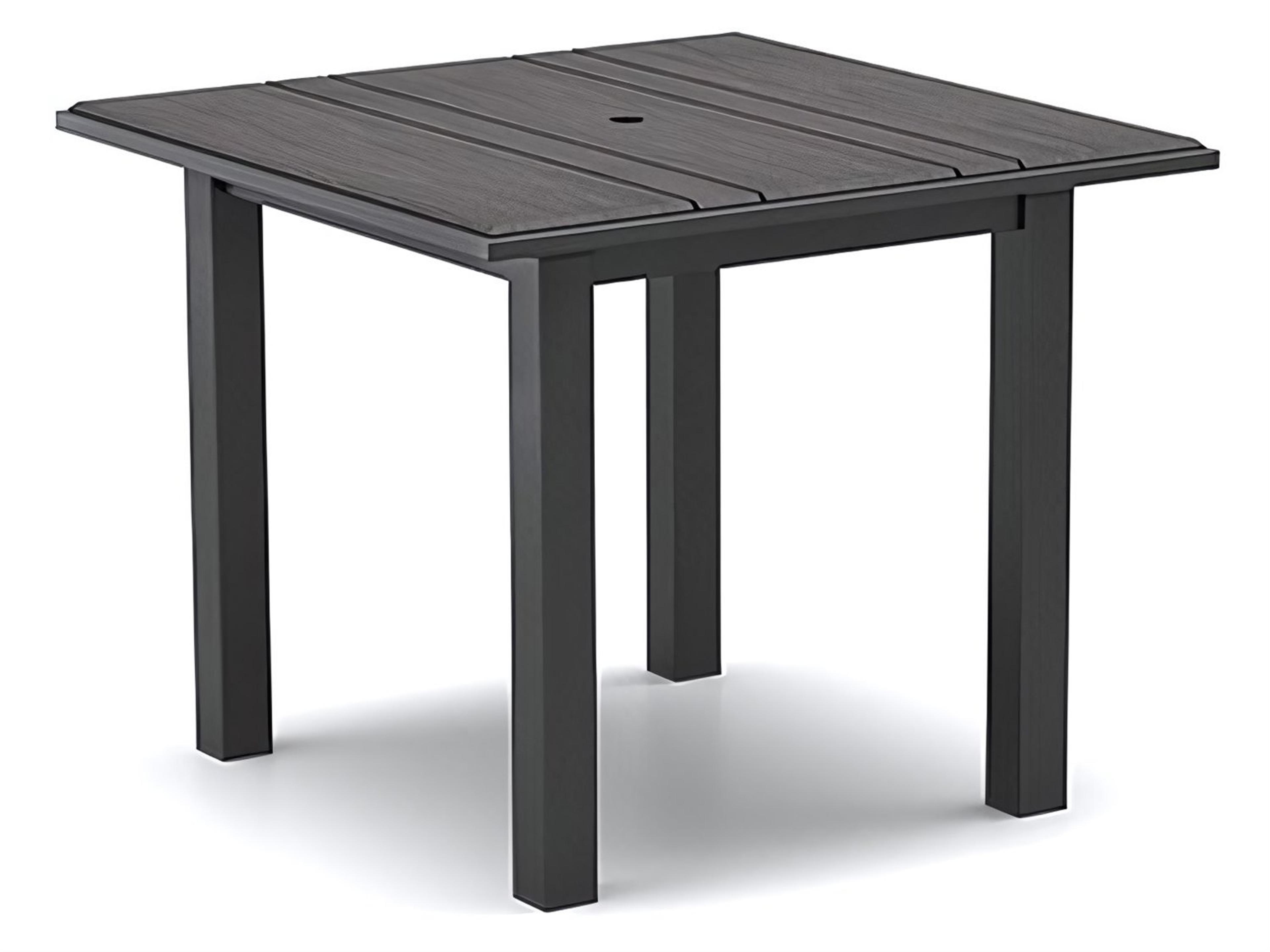 Medley 42" Square Balcony Table with Umbrella Hole in Post Base
