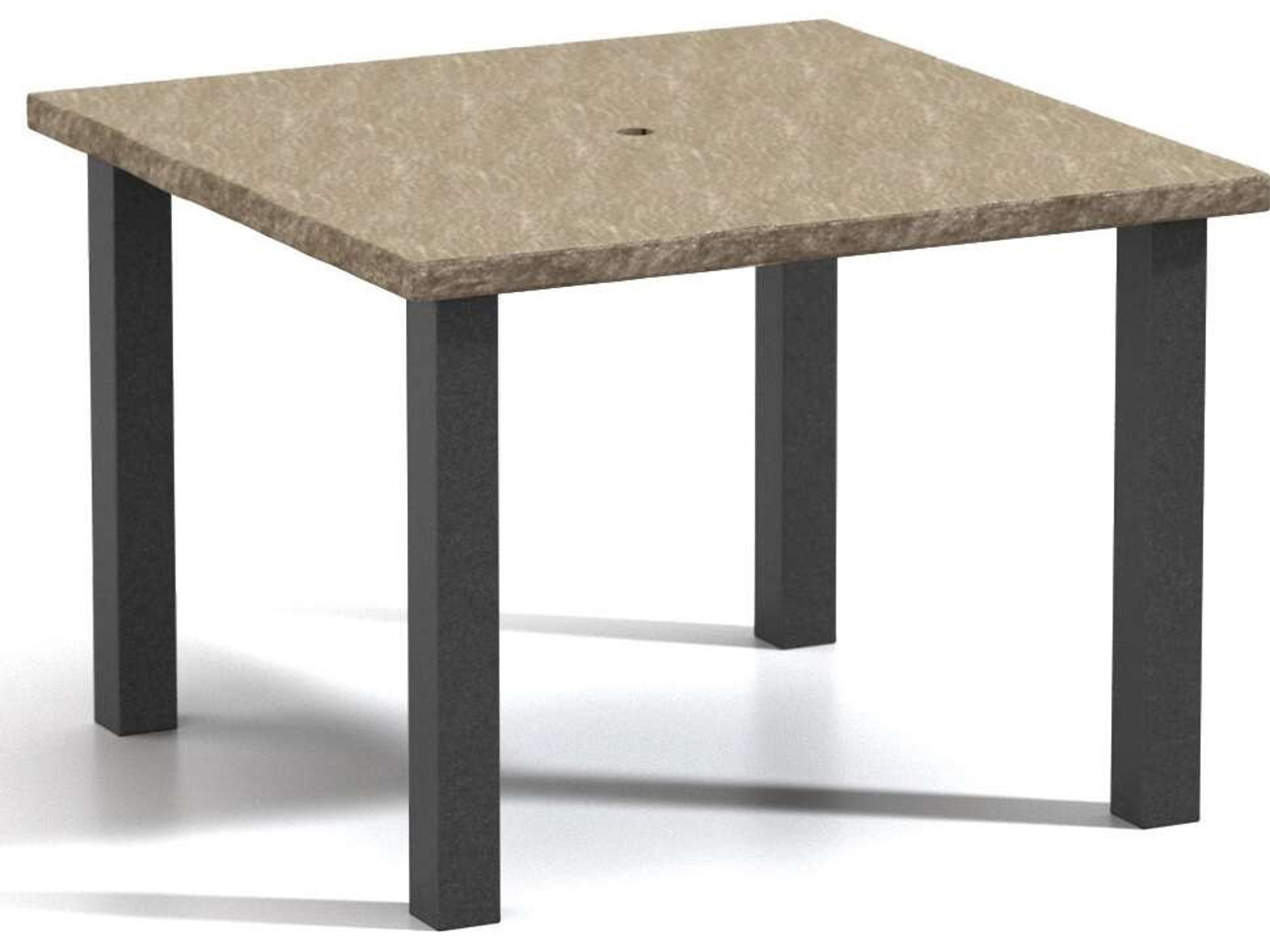 Slate Aluminum Square Post Base Cafe Table With Umbrella Hole