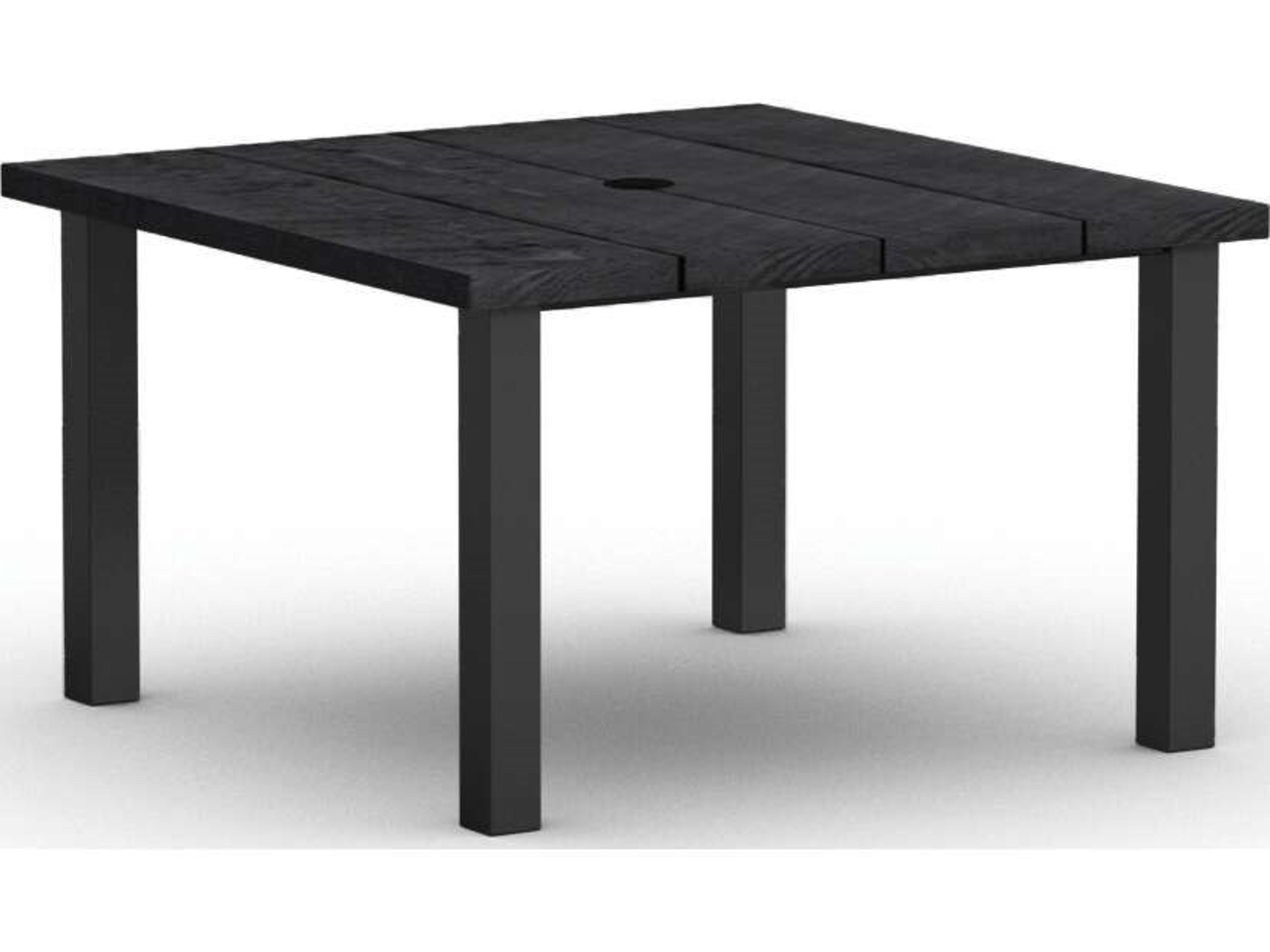 Timber Aluminum Square Patio Dining Table with Umbrella Hole