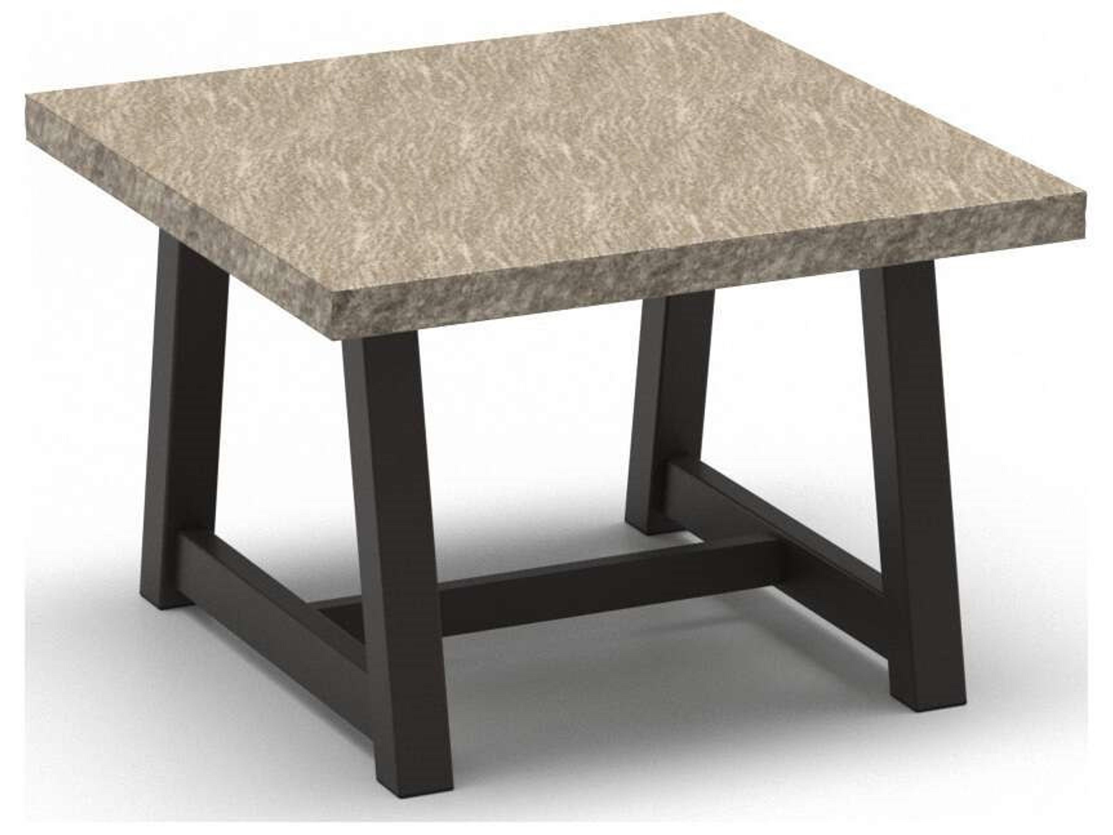 Slate Natural Series 24" Square Side Table in Trestle Base