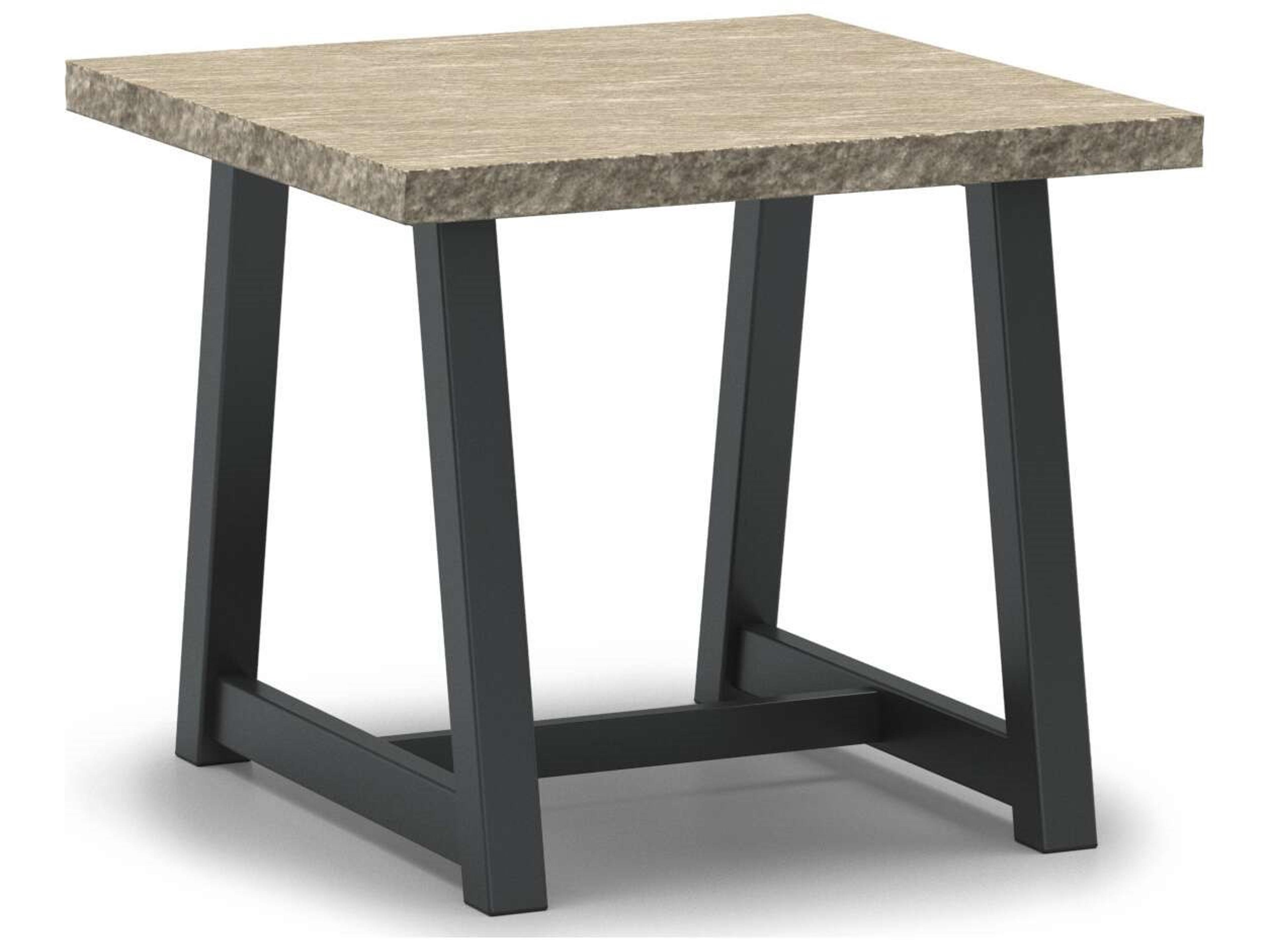 Slate Natural Series 24" Square End Table in Trestle Base