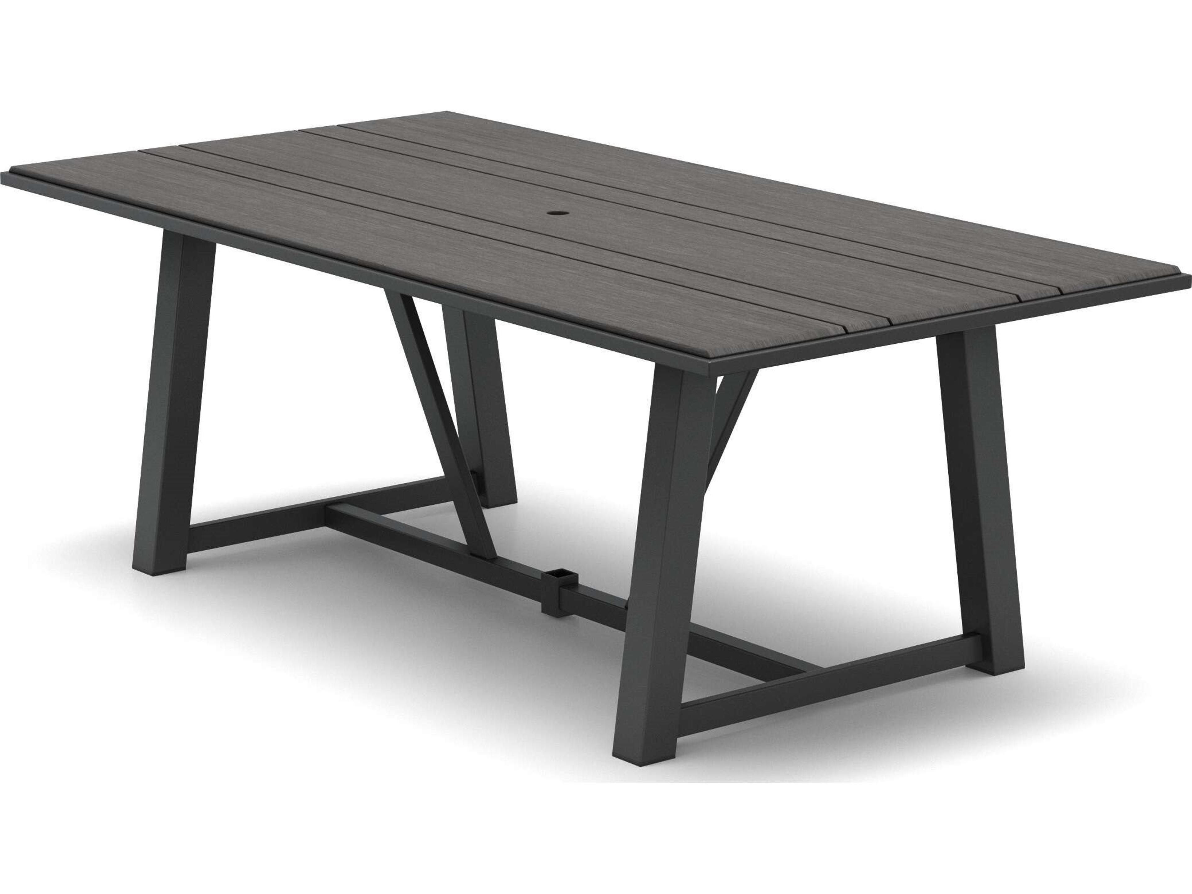 Medley 84" x 42" Rectangular Dining Table with Umbrella Hole in Post Base