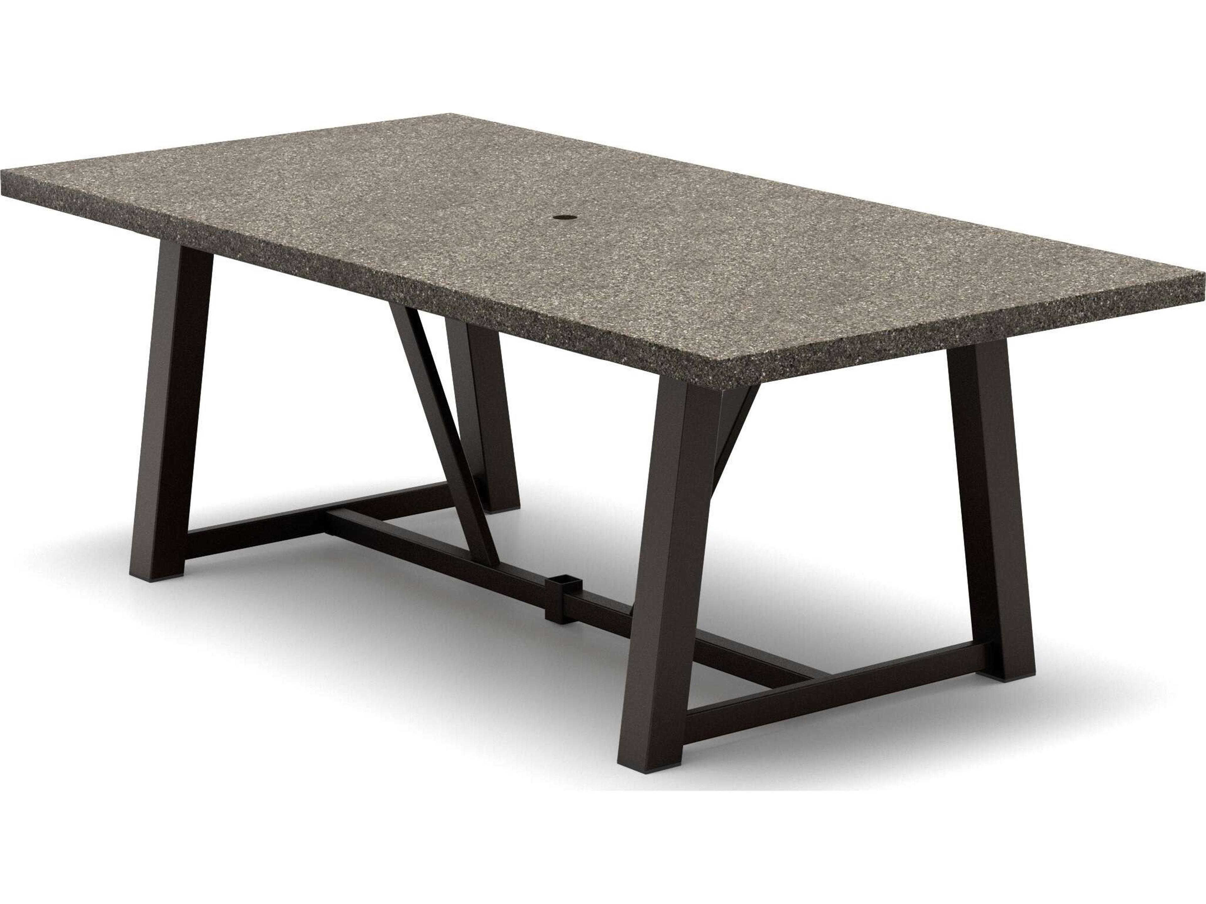 Stonegate Natural Series 84" x 42" Rectangular Dining Table with Umbrella Hole in Trestle Base