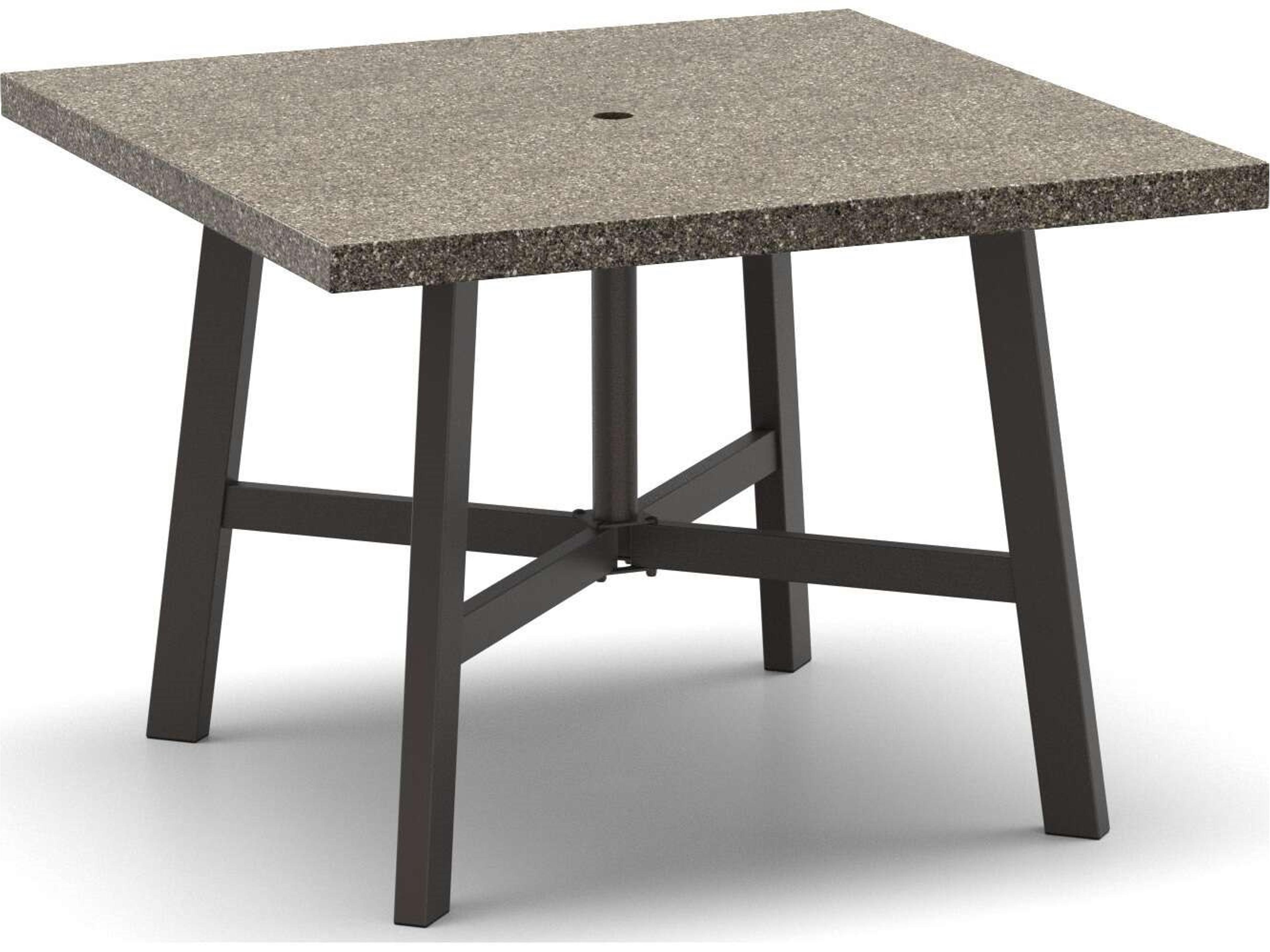Stonegate Natural Series 42" Square Dining Table with Umbrella Hole in Trestle Base