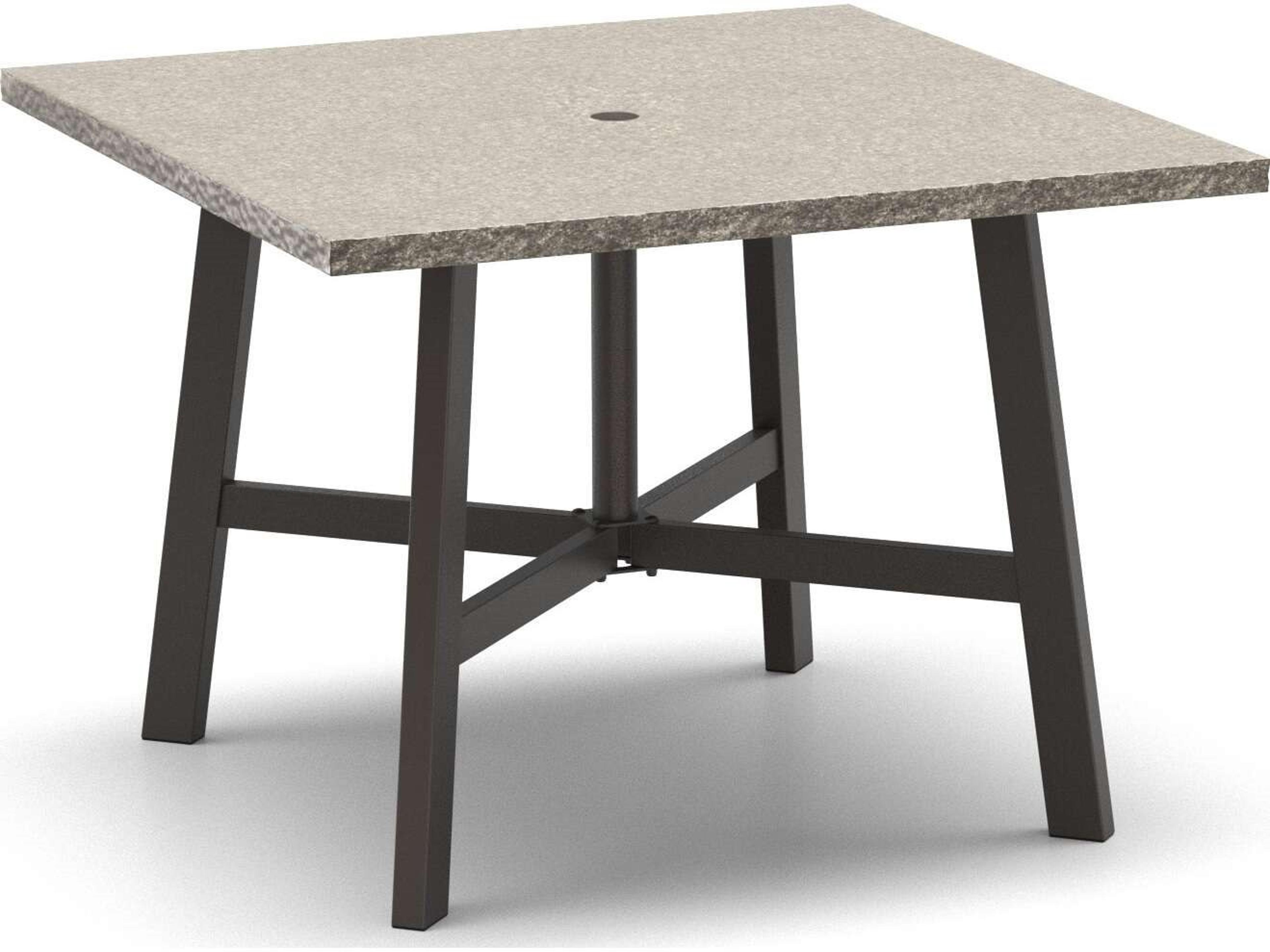 Shadow Rock Natural Series 42" Round Dining Table with Umbrella Hole in Trestle Base