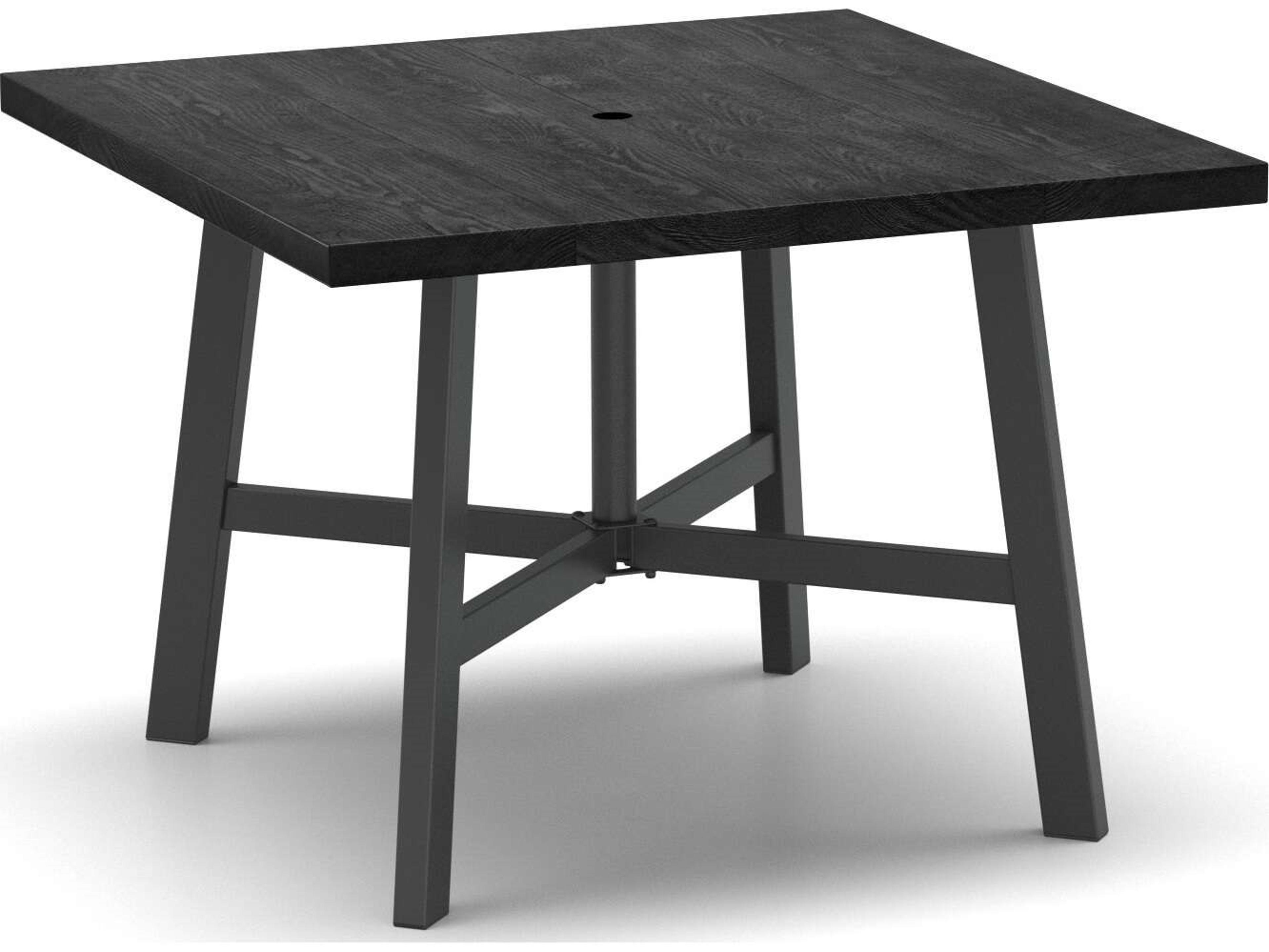 Timber Tables Natural 42" Square Dining Table with Umbrella Hole in Trestle Base