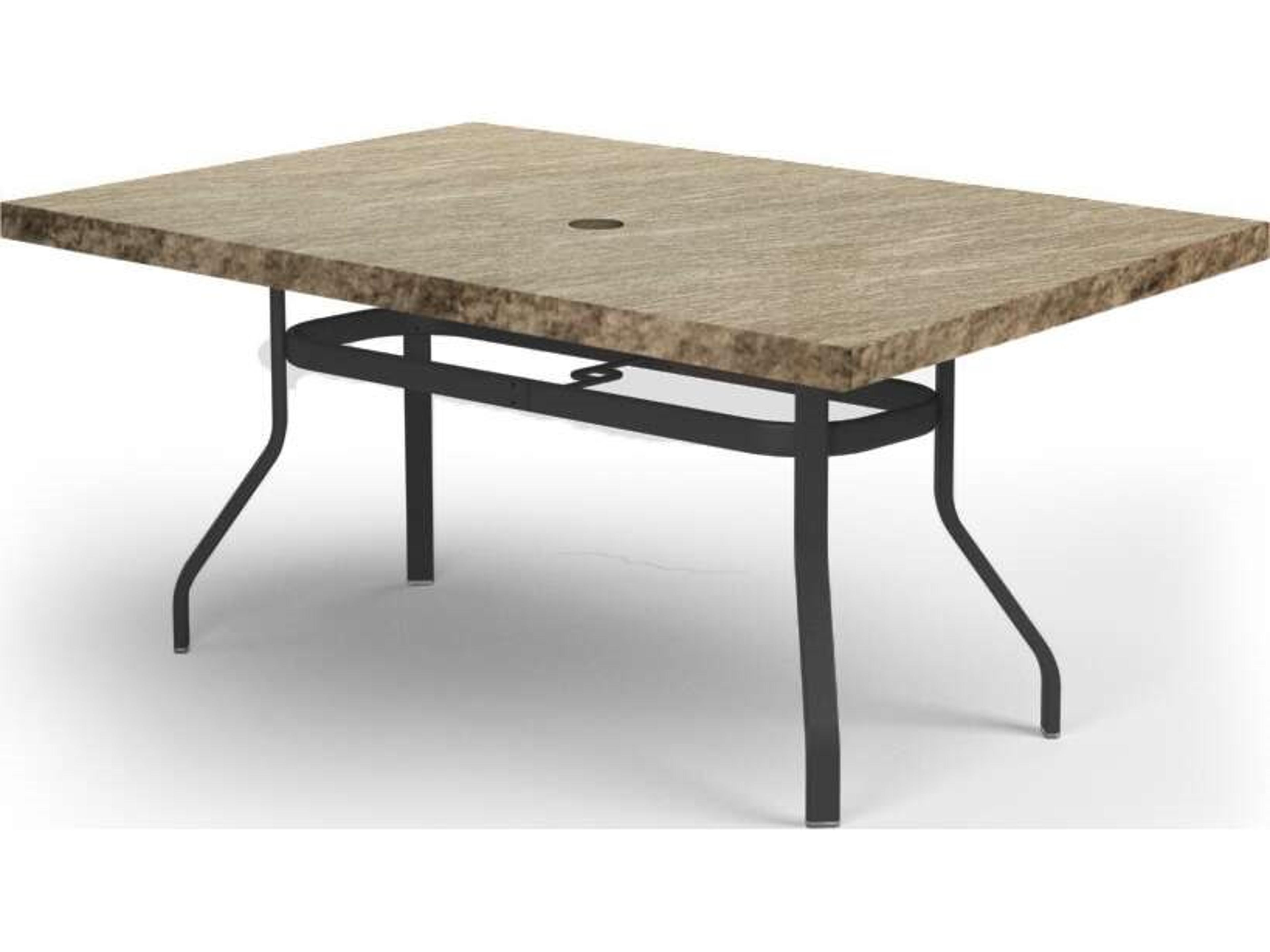 Slate Aluminum Rectangular Outdoor Patio Counter Table with Umbrella Hole