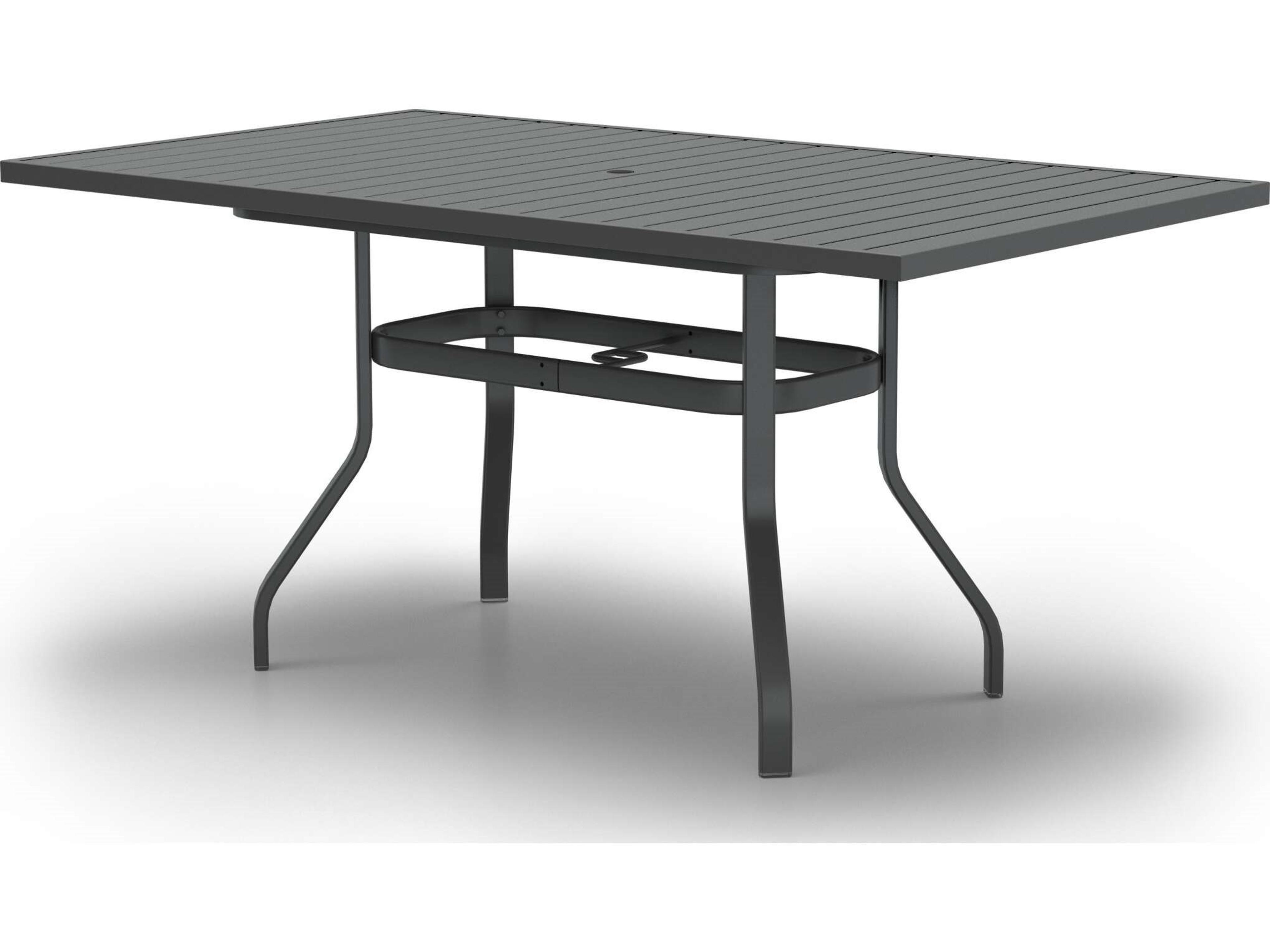 Latitude 74" x 42" Rectangular Balcony Table with Umbrella Hole in Universal Base