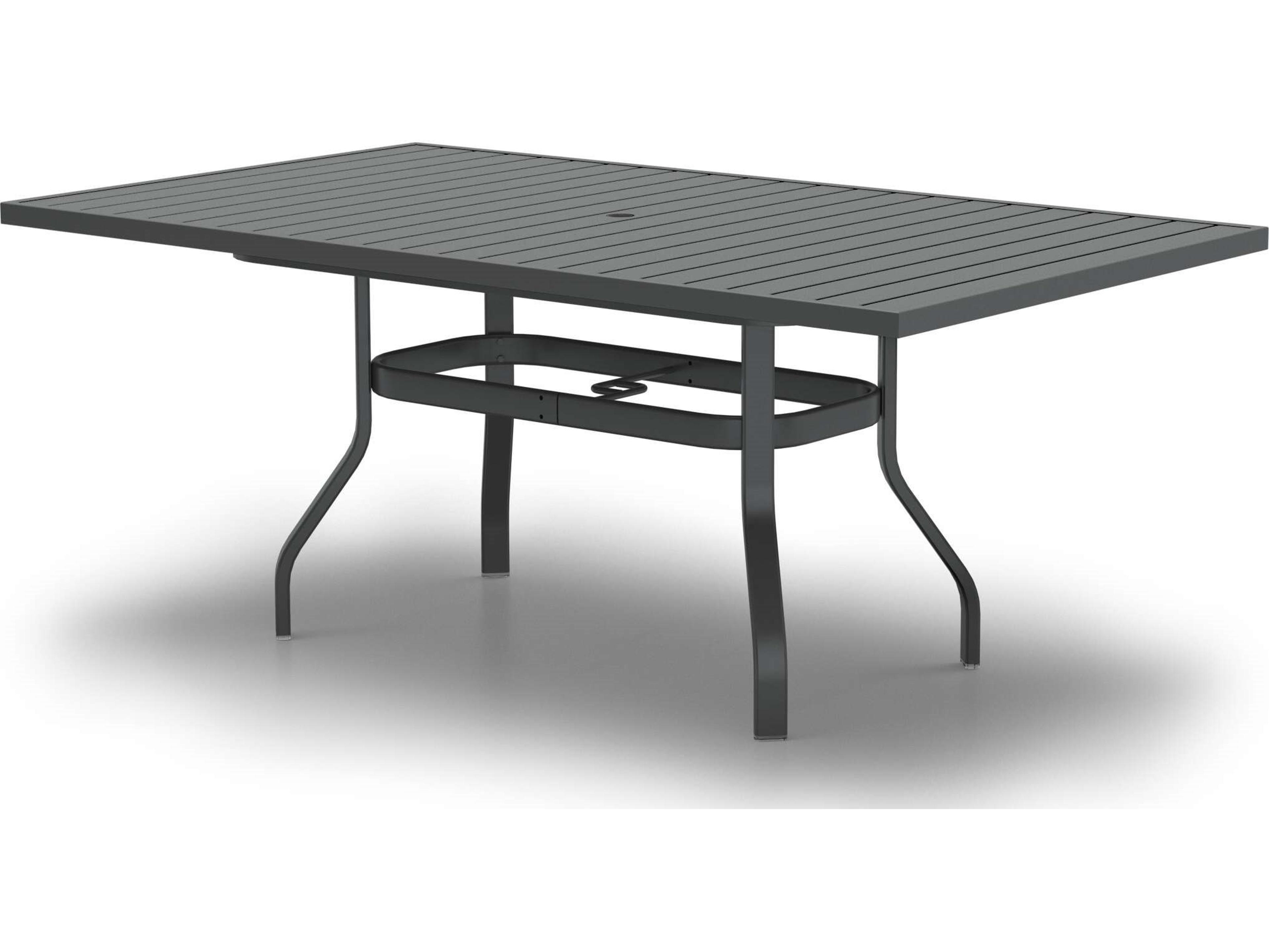 Latitude 74" x 42" Rectangular Dining Table with Umbrella Hole in Universal Base
