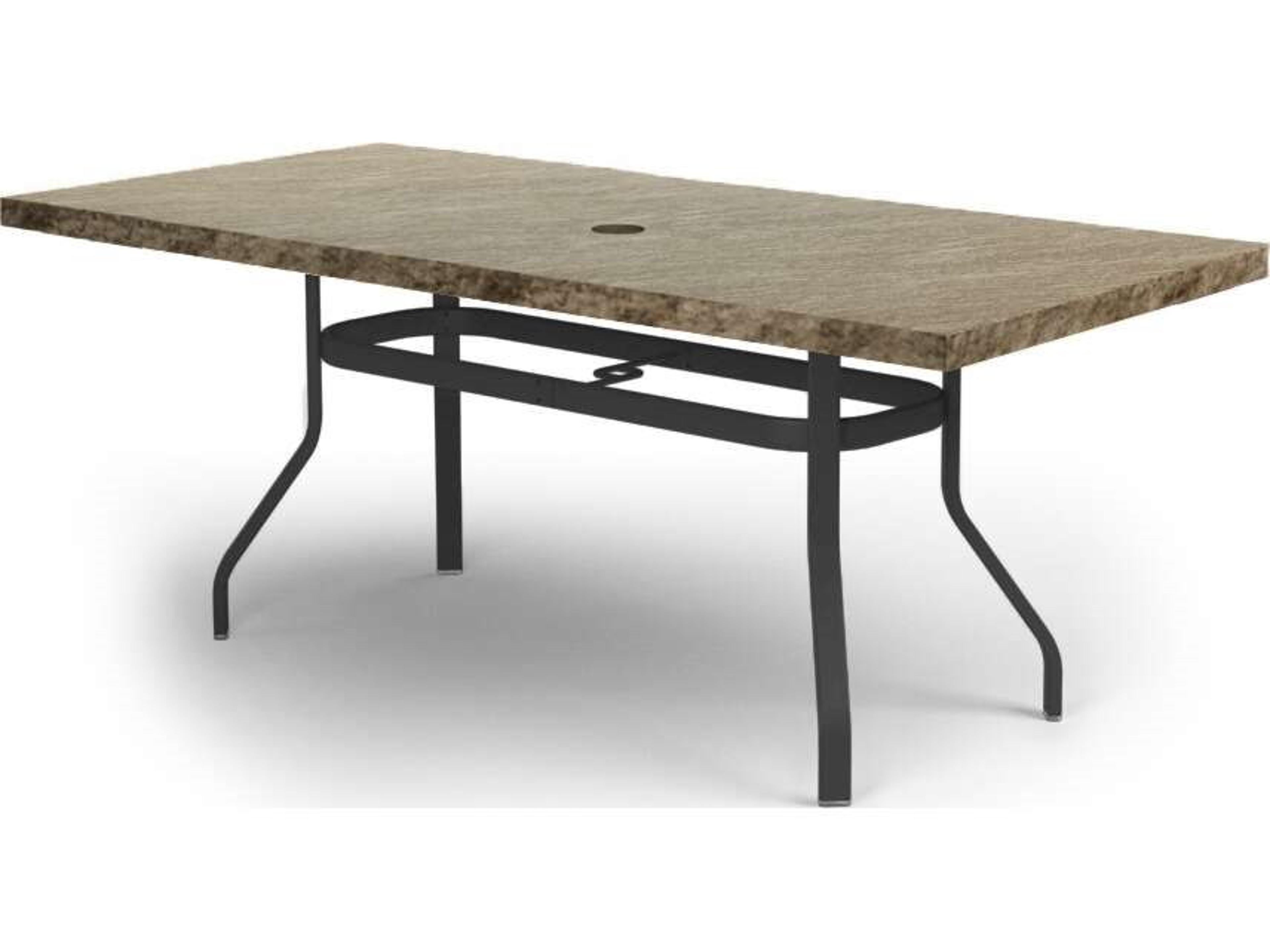 Slate Aluminum Rectangular Outdoor Counter Table with Umbrella Hole