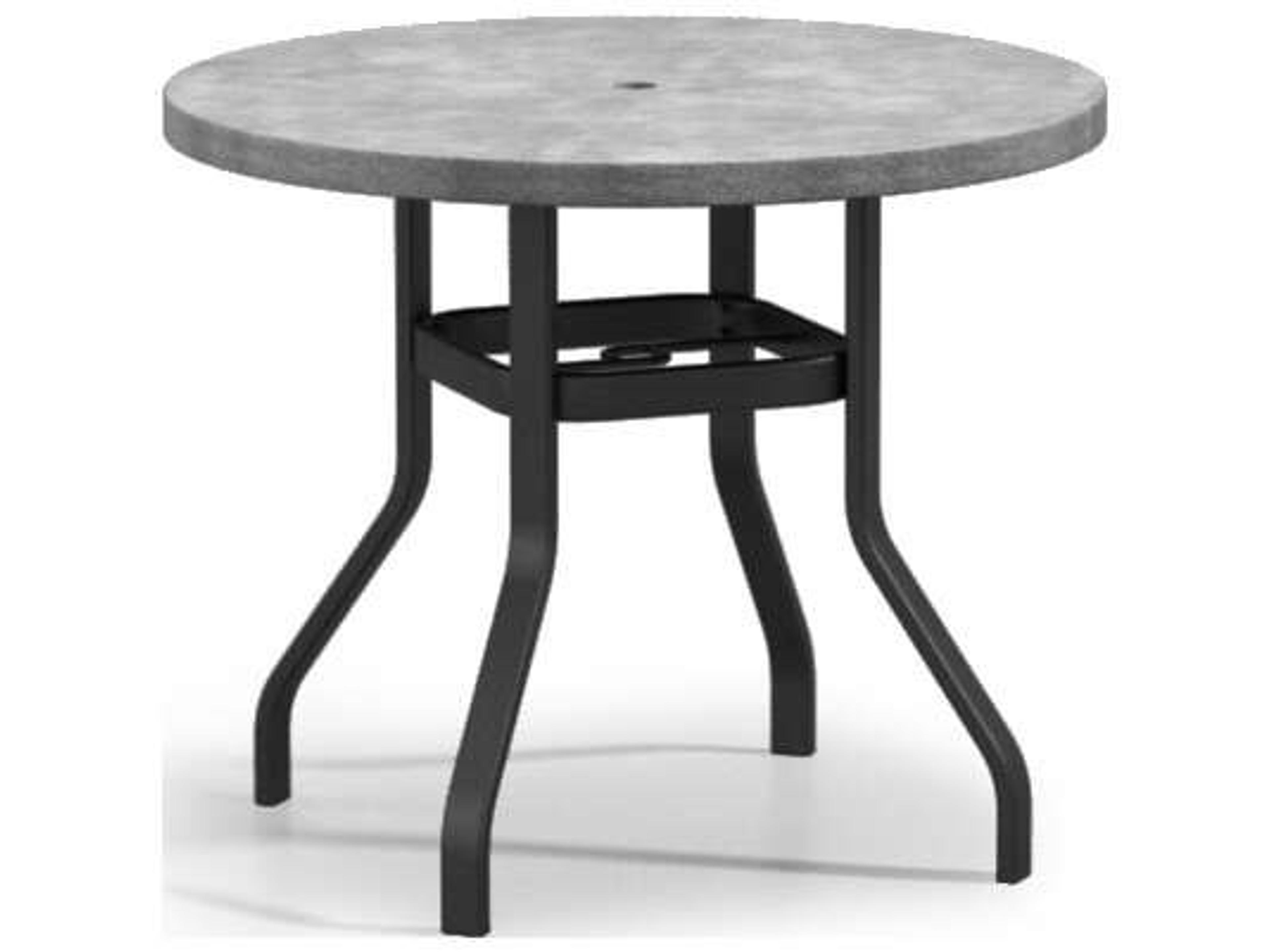 Concrete Aluminum Round Outdoor Patio Counter Table with Umbrella Hole