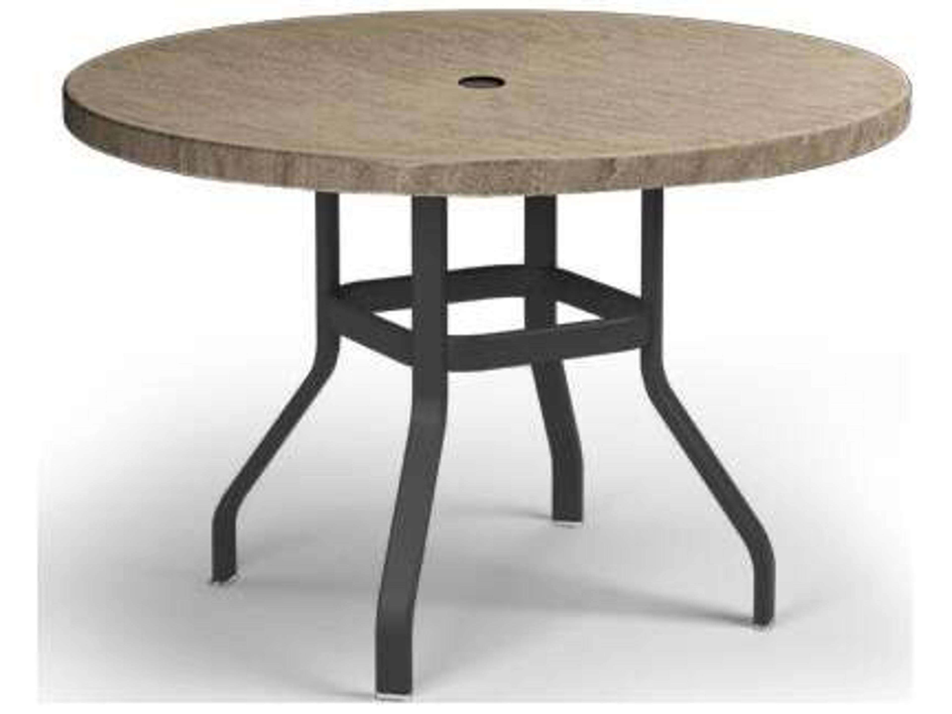 Slate Aluminum Round Patio Counter Table with Umbrella Hole
