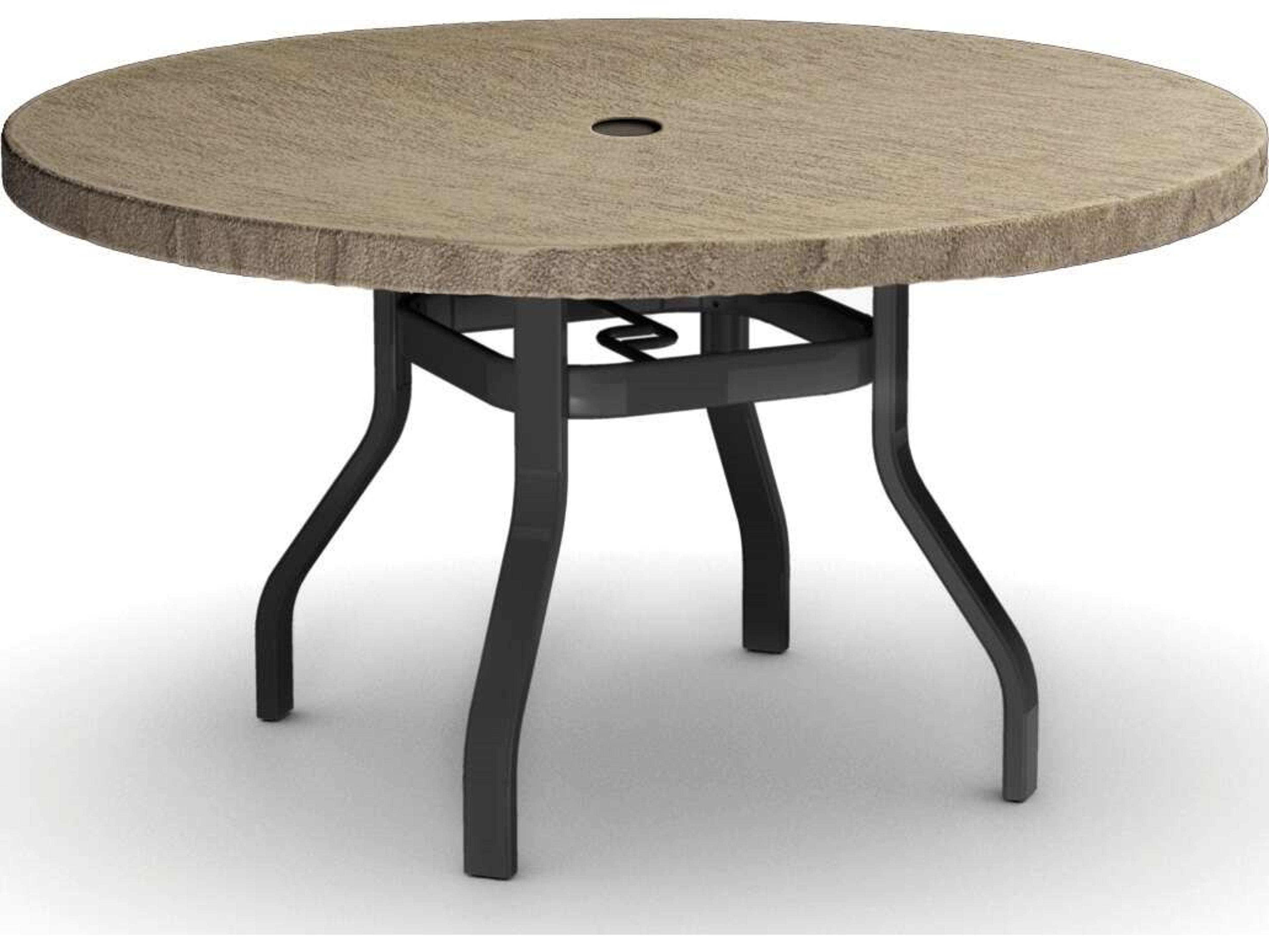 Slate Natural Series Aluminum 42" Round Dining Table with Umbrella Hole