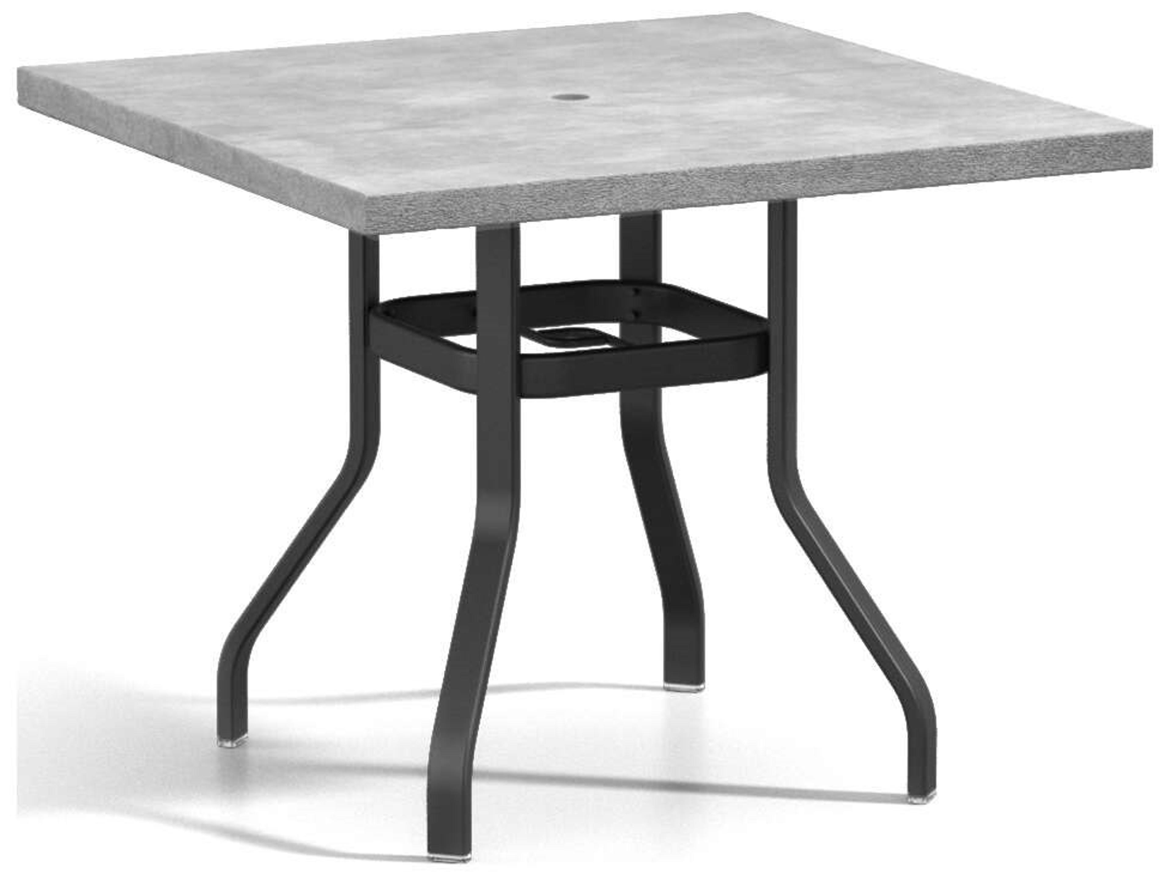 Concrete Aluminum Square Universal Base Patio Counter Table with Umbrella Hole