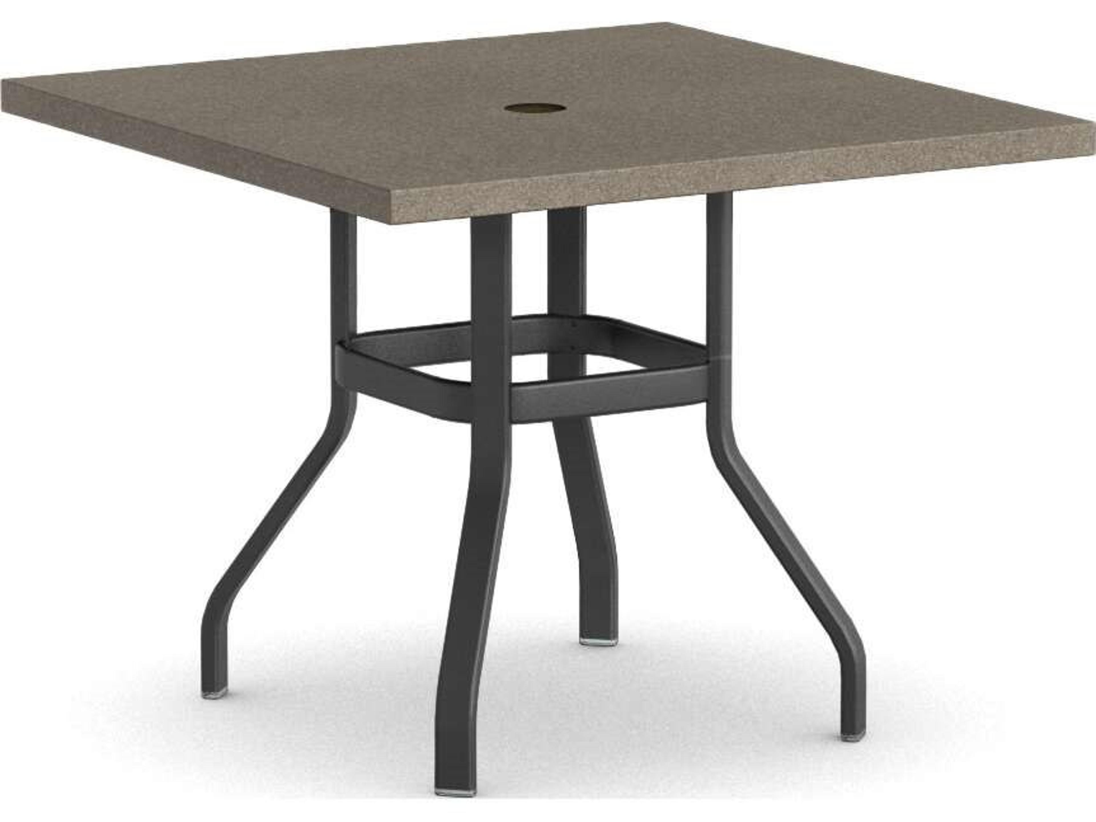 Stonegate Aluminum Square Outdoor Patio Counter Table with Umbrella Hole