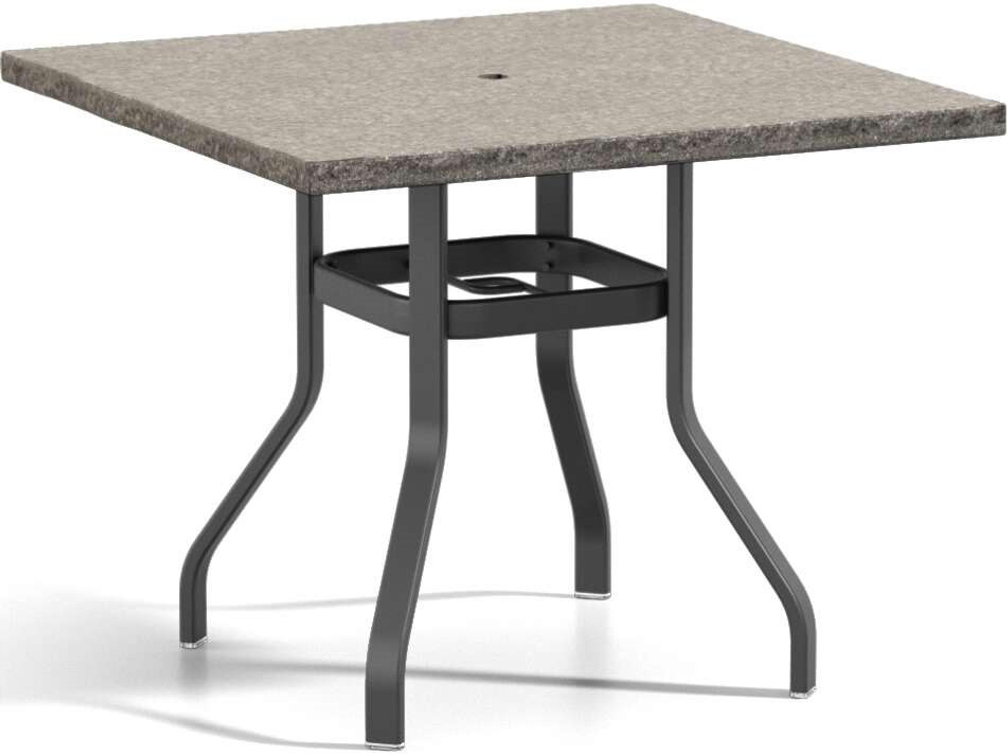 Shadow Rock Aluminum Square Universal Base Outdoor Counter Table with Umbrella Hole