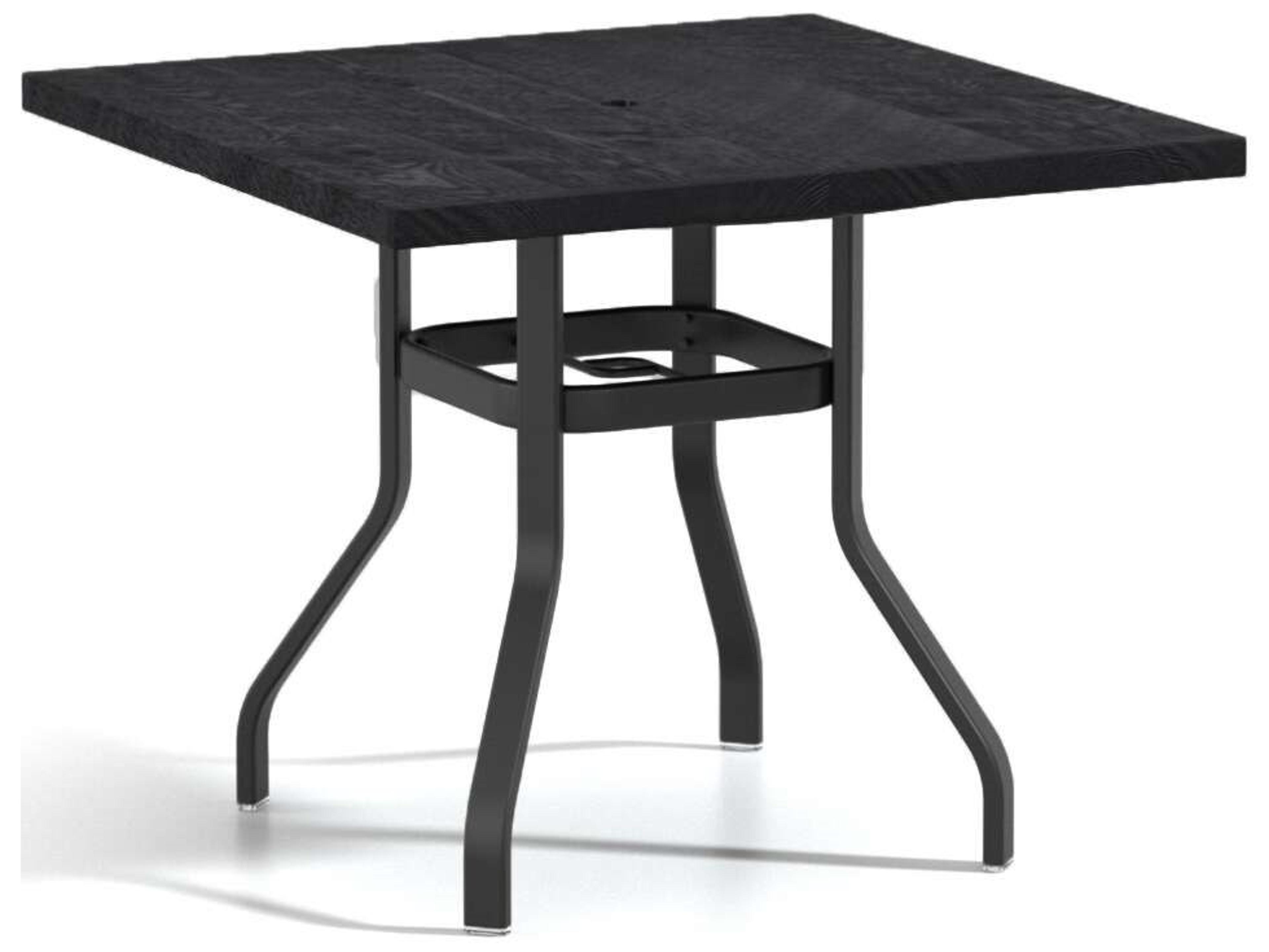 Timber Aluminum Square Universal Base Outdoor Patio Counter Table with Umbrella Hole