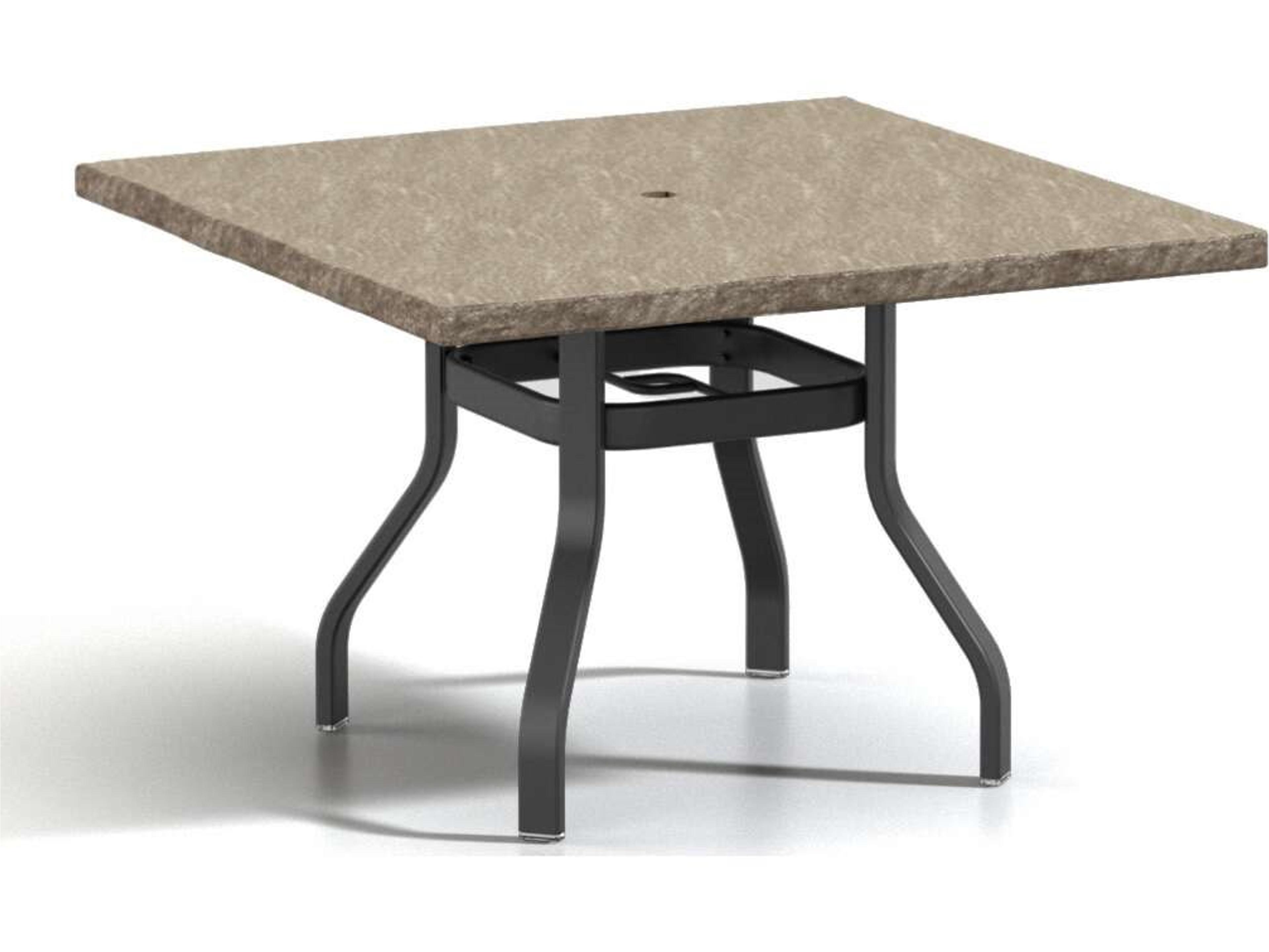 Slate Natural Series Aluminum 42" Square Dining Table with Umbrella Hole