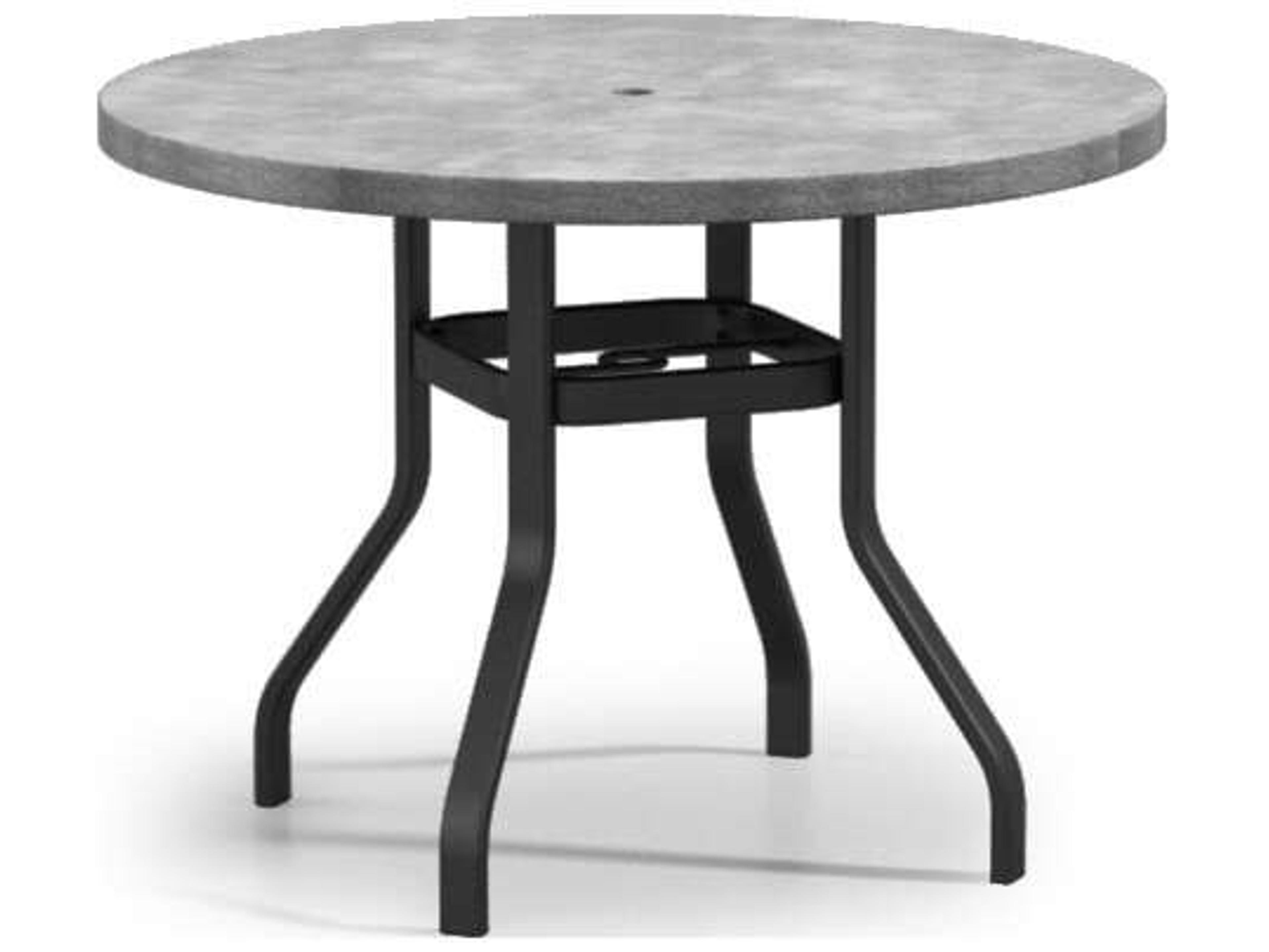 Concrete Aluminum Round Outdoor Patio Counter Table with Umbrella Hole