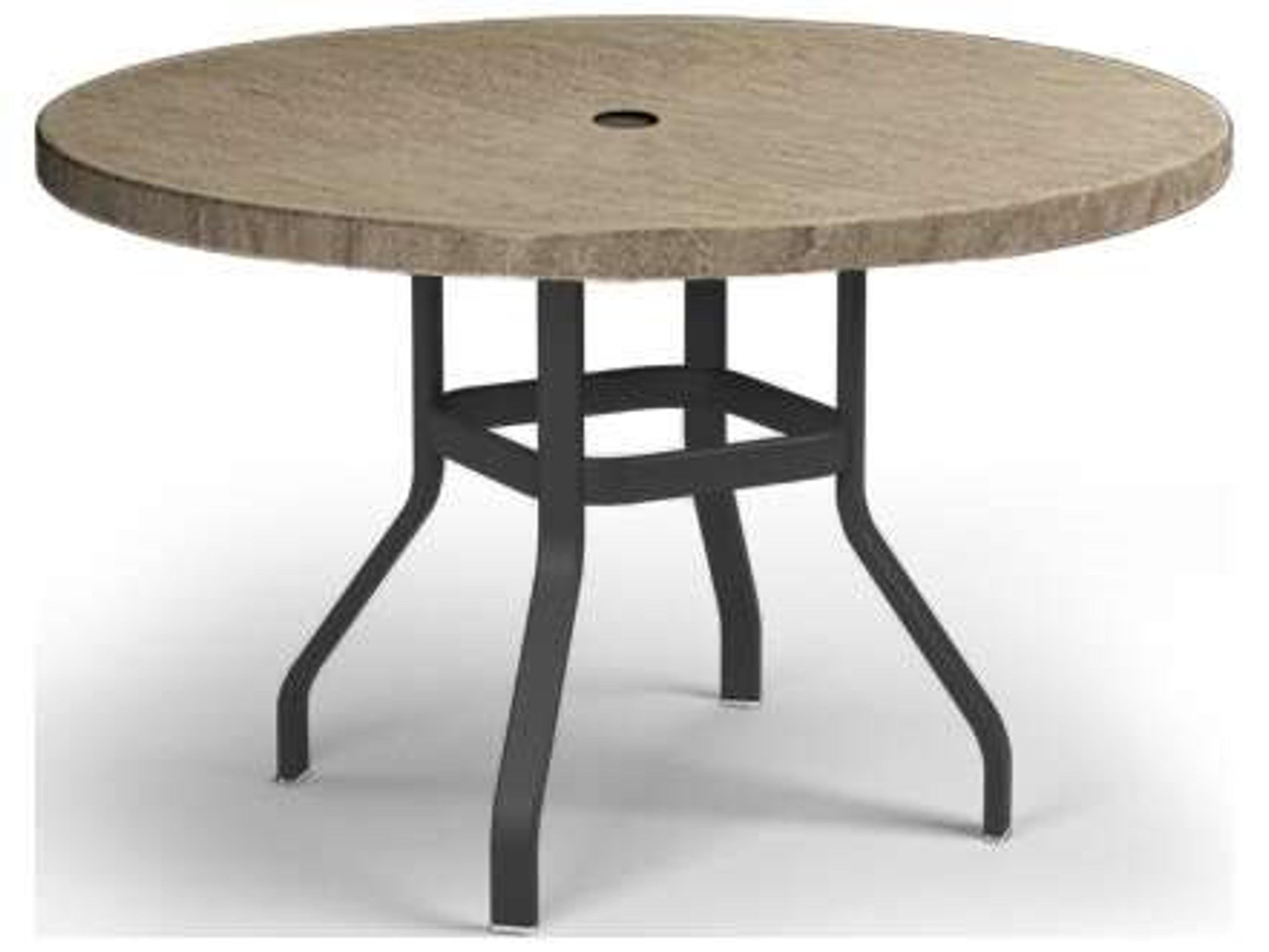 Slate Aluminum Round Outdoor Patio Counter Table with Umbrella Hole