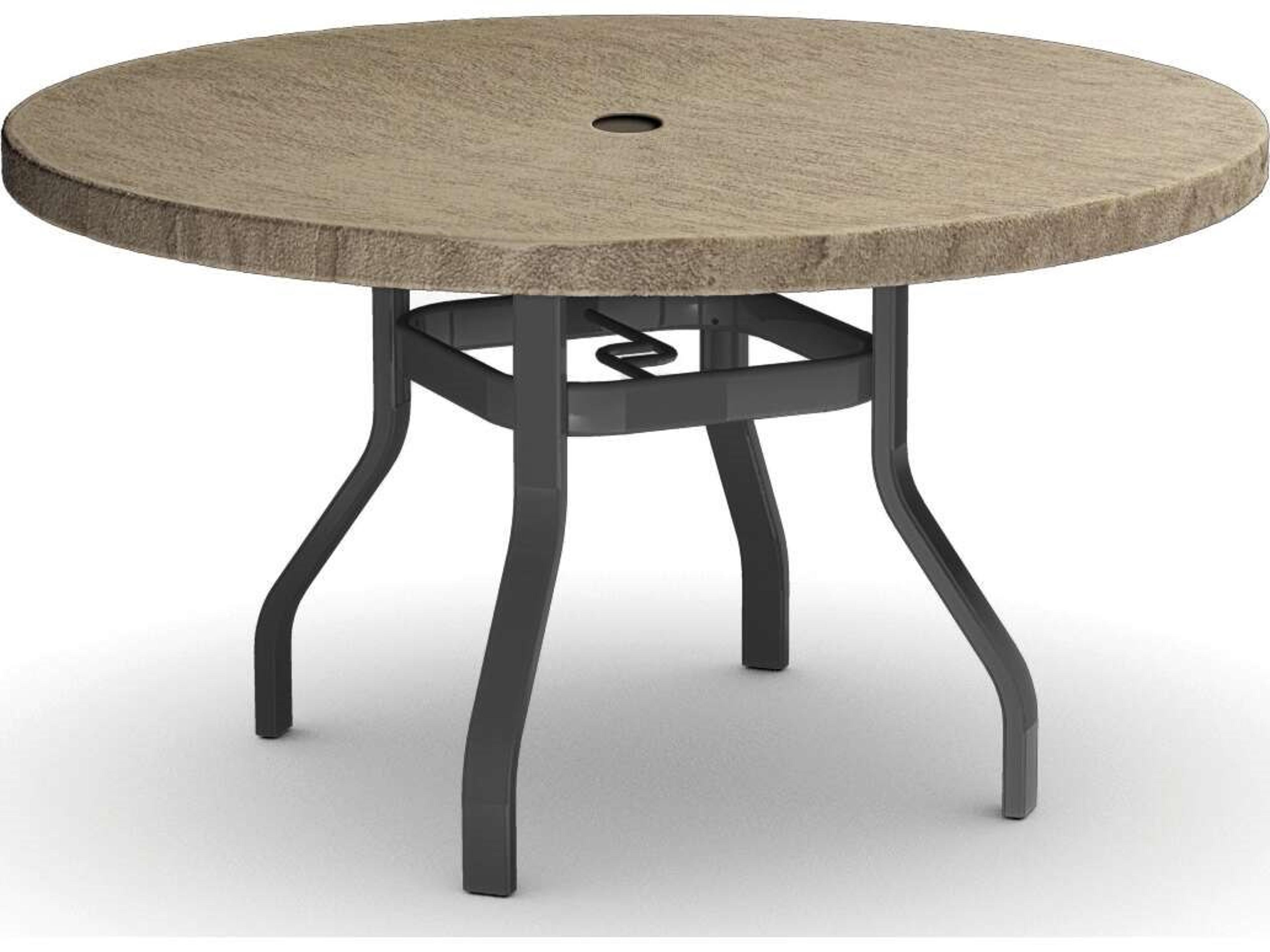Slate Natural Series Aluminum 48" Round Dining Table with Umbrella Hole