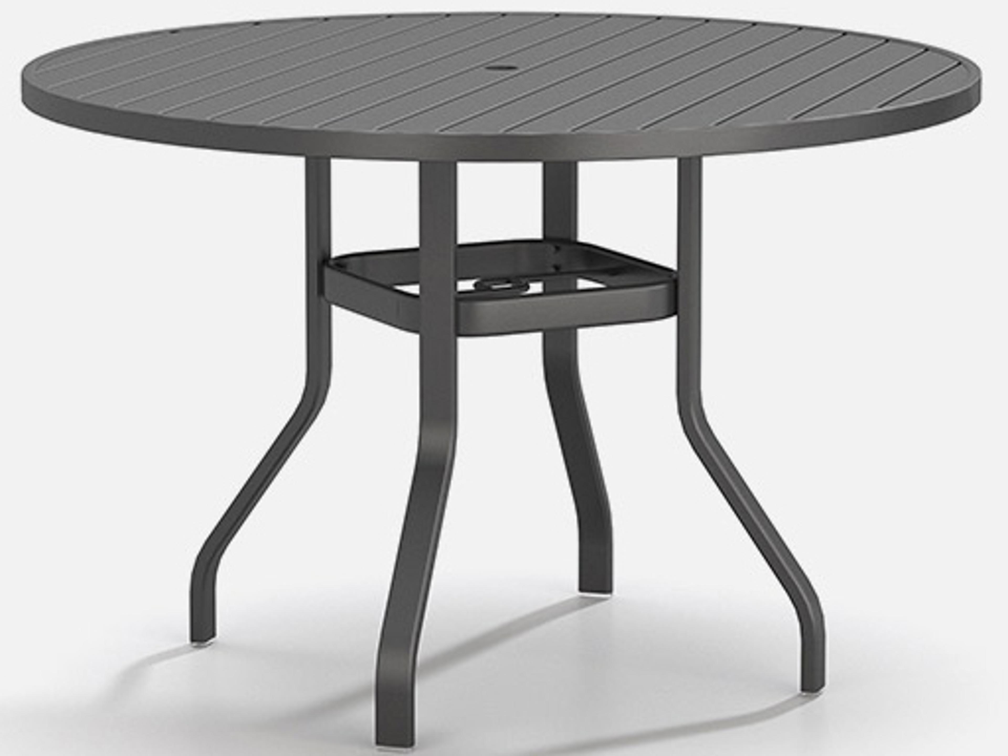 Latitude Aluminum Round Outdoor Patio Counter Table with Umbrella Hole