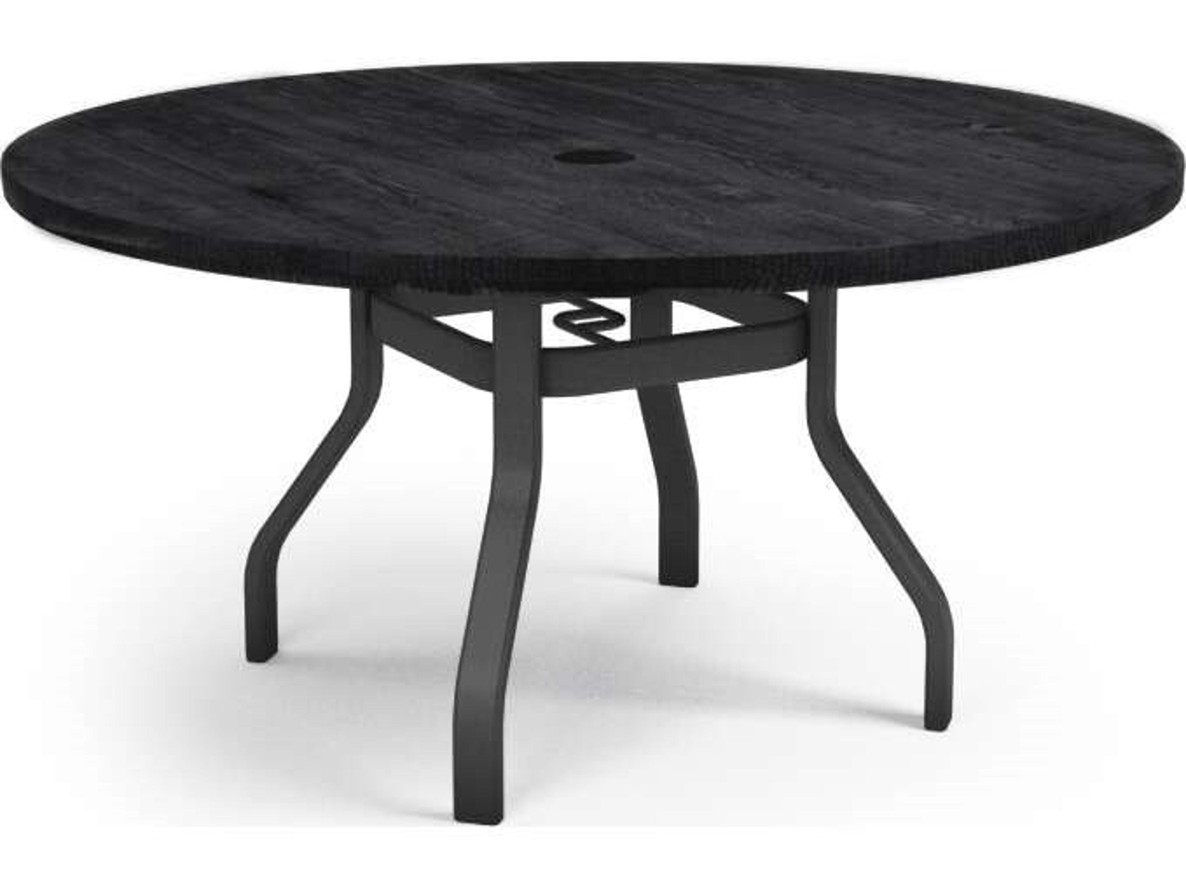 Timber Natural Series Aluminum 54" Round Dining Table with Umbrella Hole
