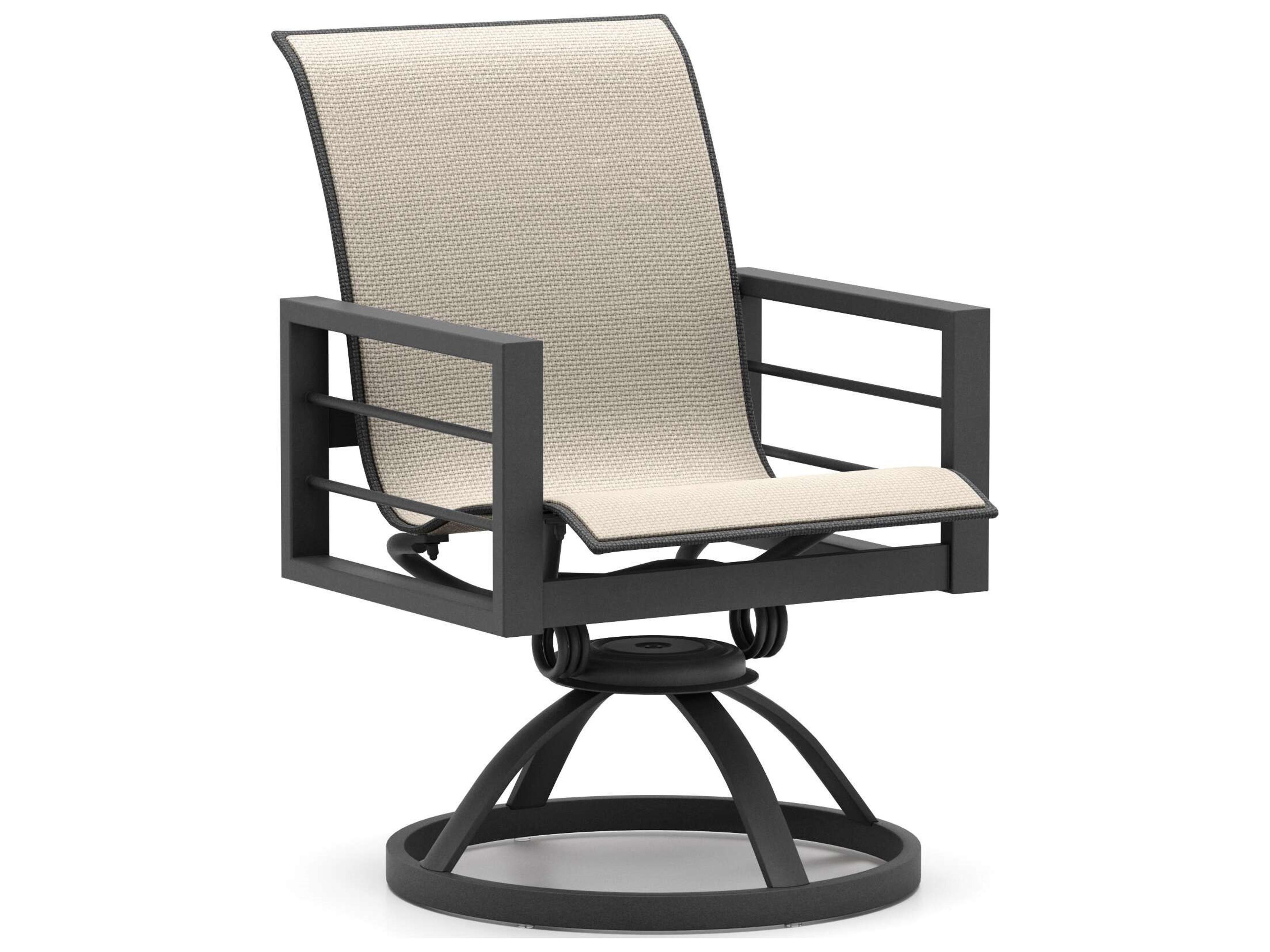Sutton Sling Aluminum Low Back Swivel Rocker Dining Chair
