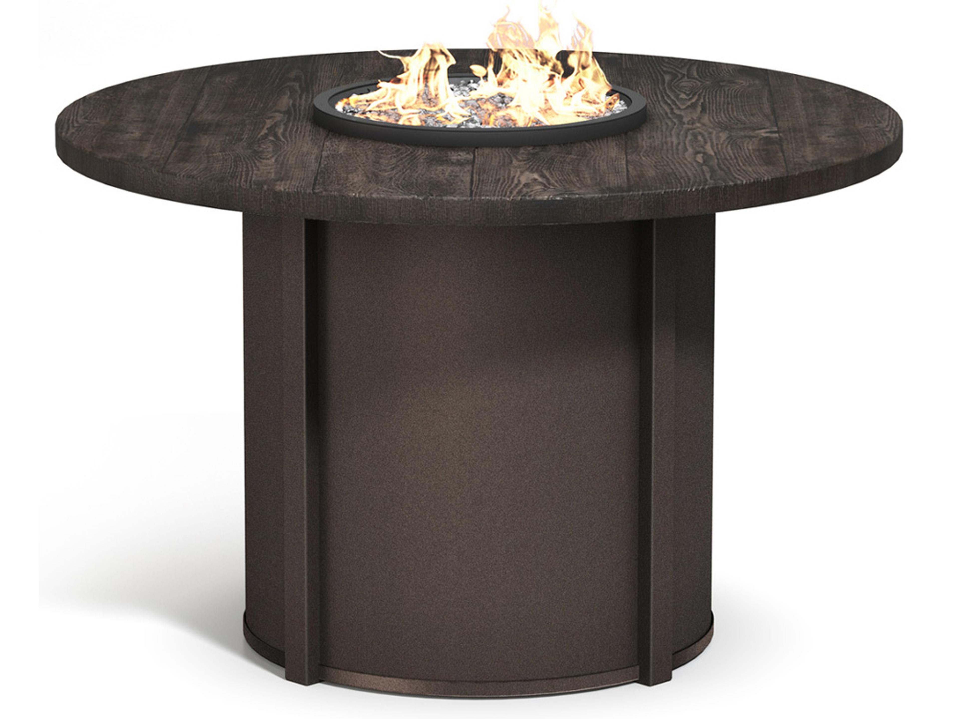 Timber Faux Wood Aluminum Round Patio Fire Pit Table