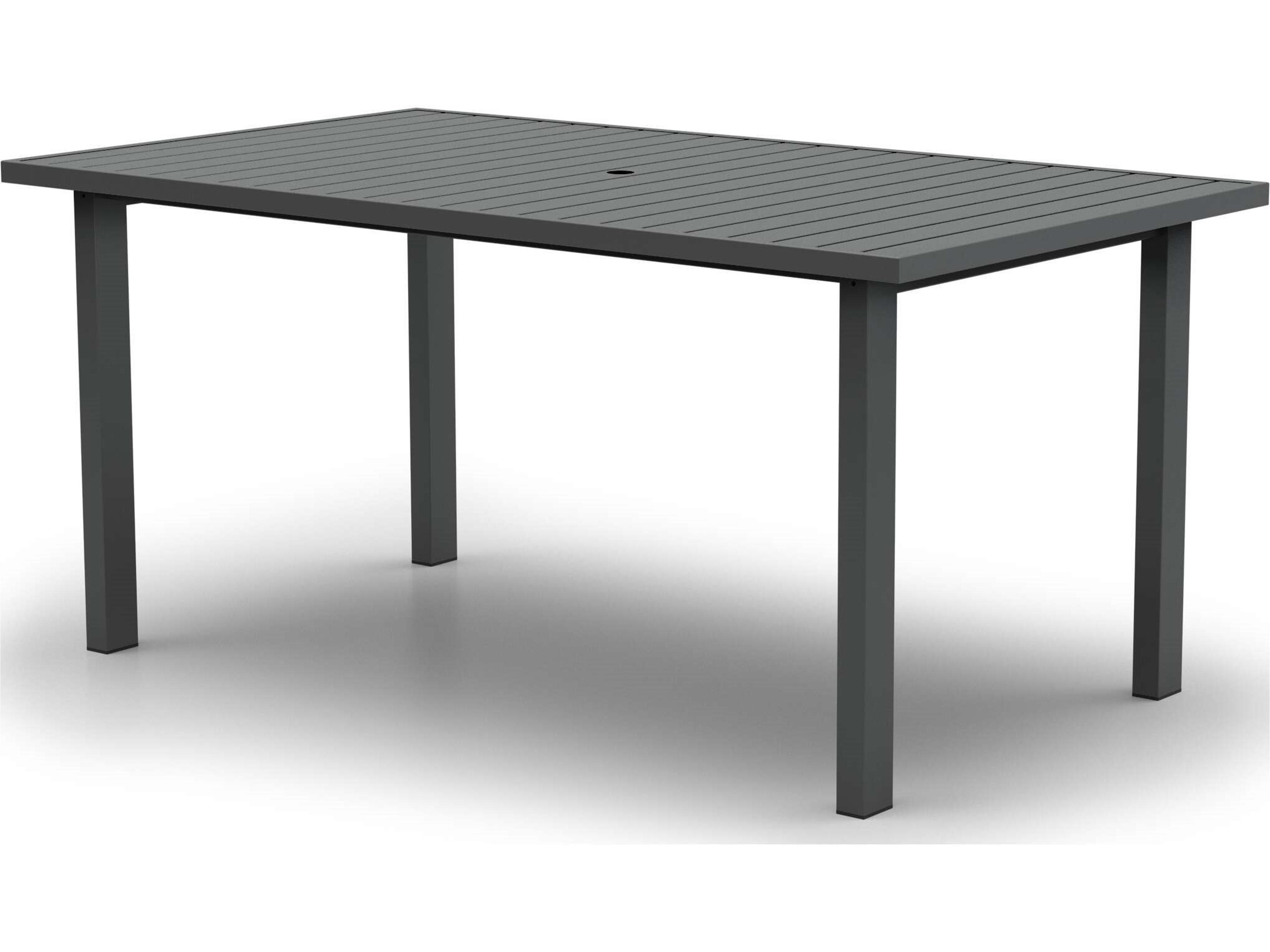 Latitude 74" x 42" Rectangular Balcony Table with Umbrella Hole in Post Base