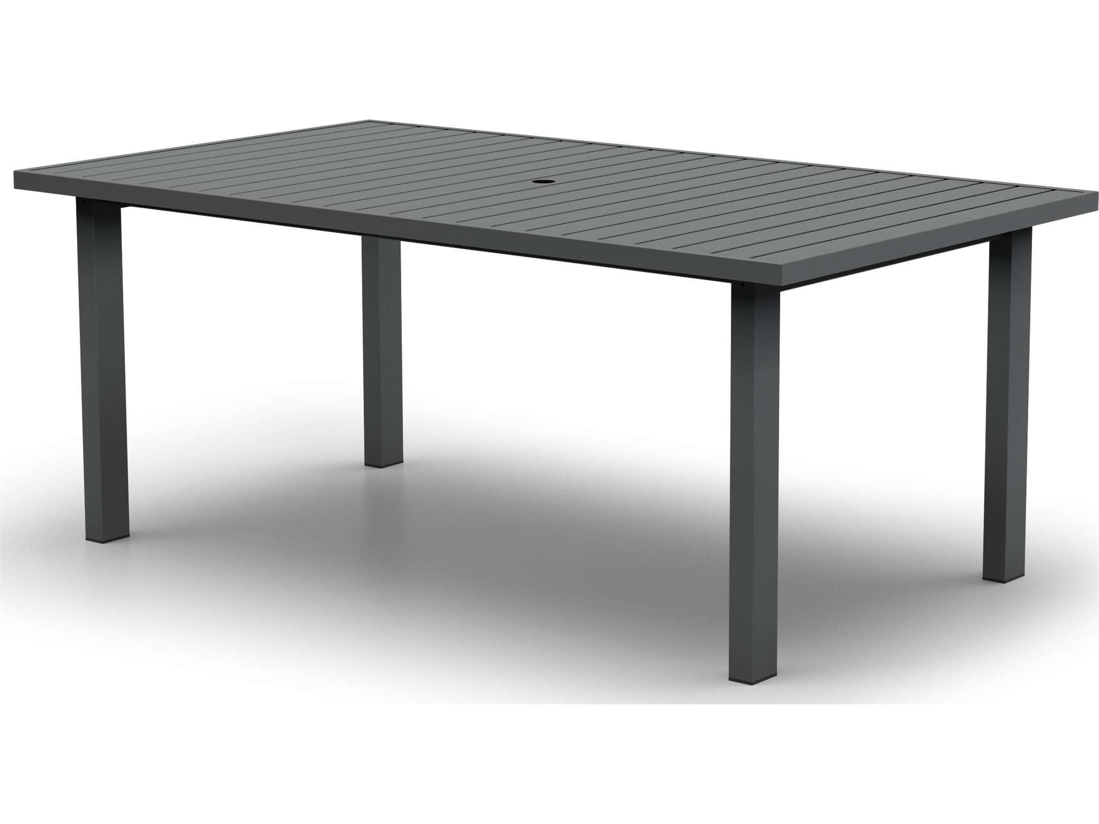 Latitude 74" x 42" Rectangular Dining Table with Umbrella Hole in Post Base