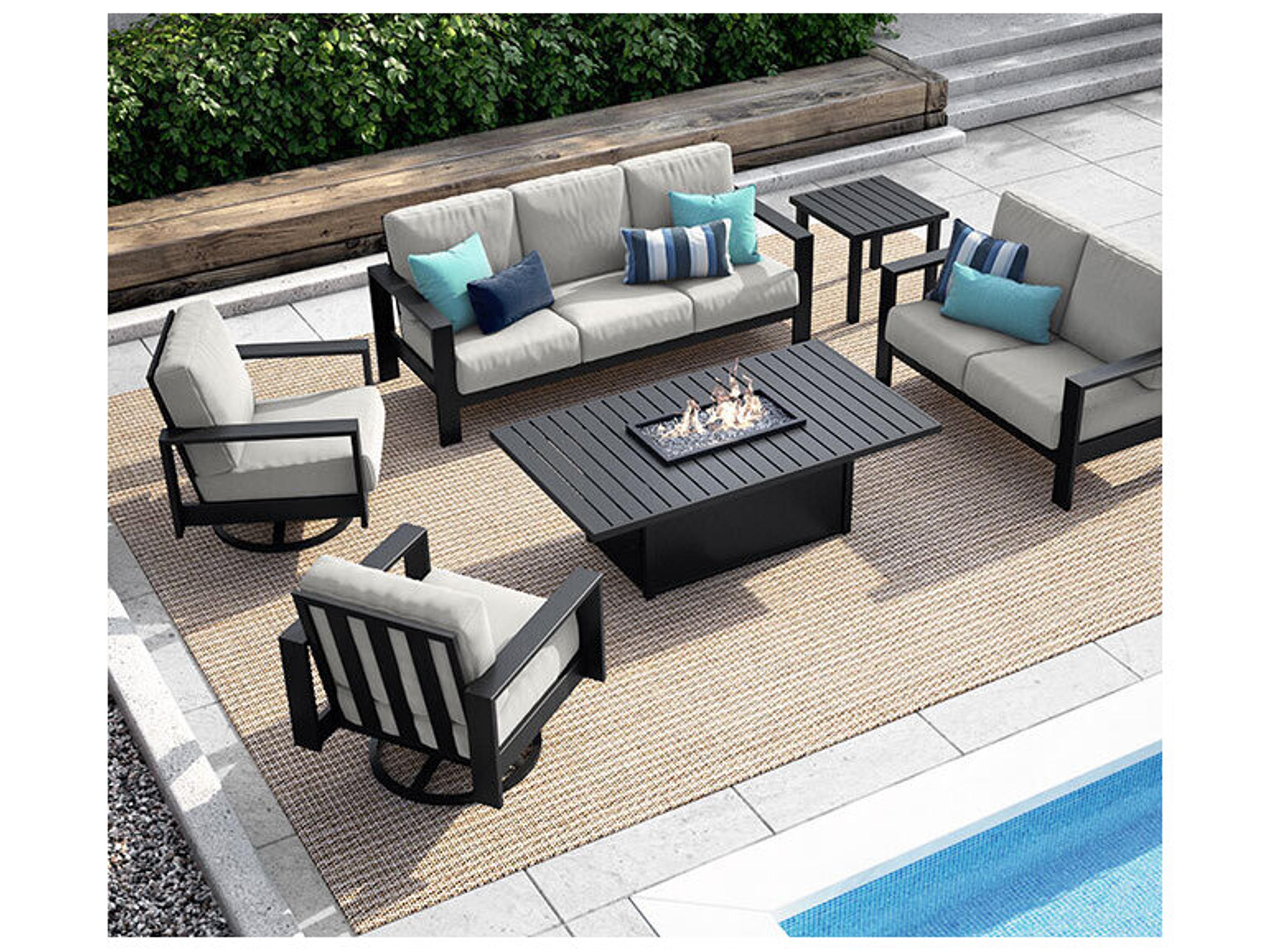 Homecrest Latitude Fire Pits Aluminum 50"W x 32"D Rectangular Fire Pit Table Top