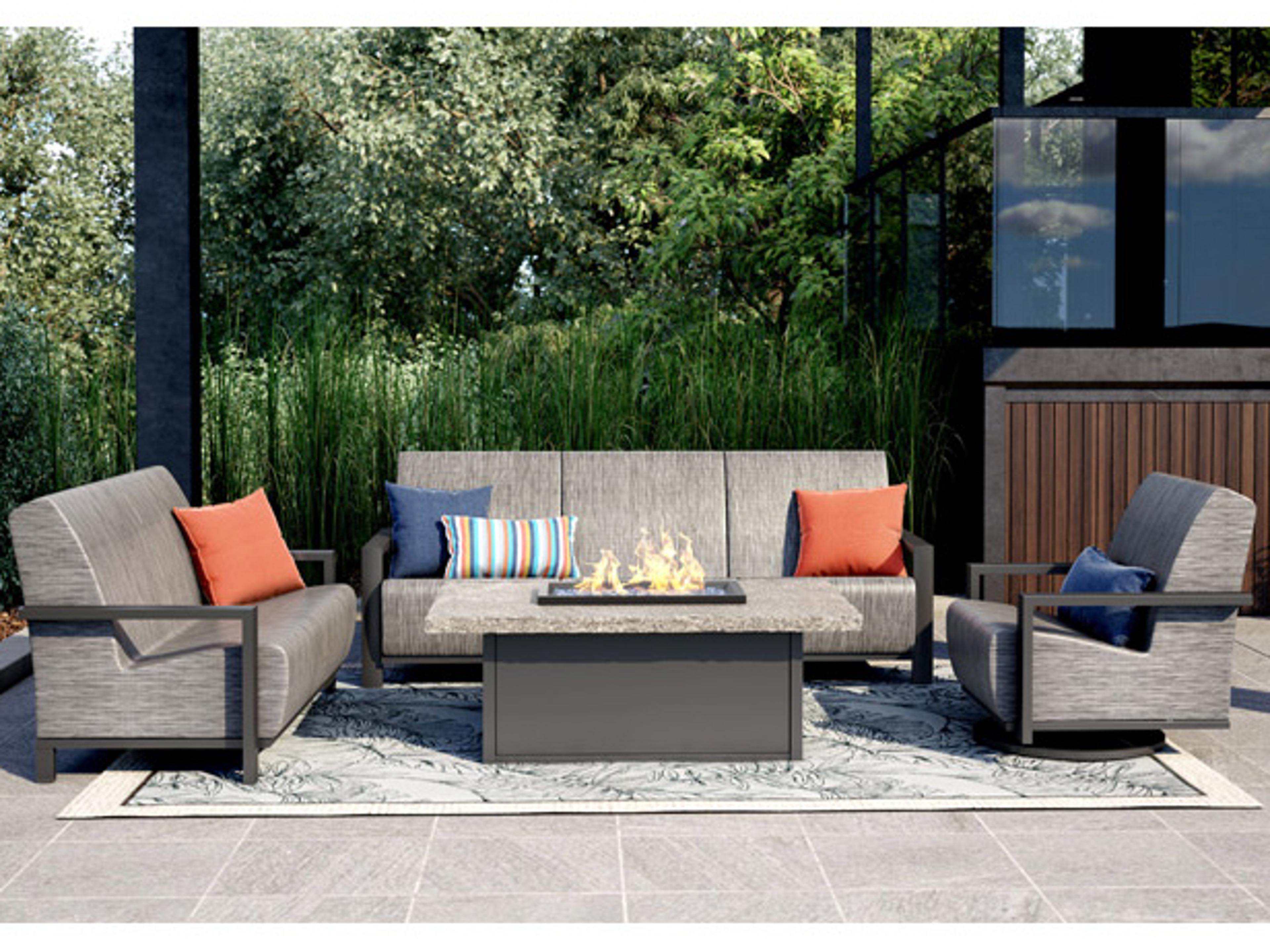 Homecrest Shadow Rock Aluminum Rectangular Fire Pit Table Top