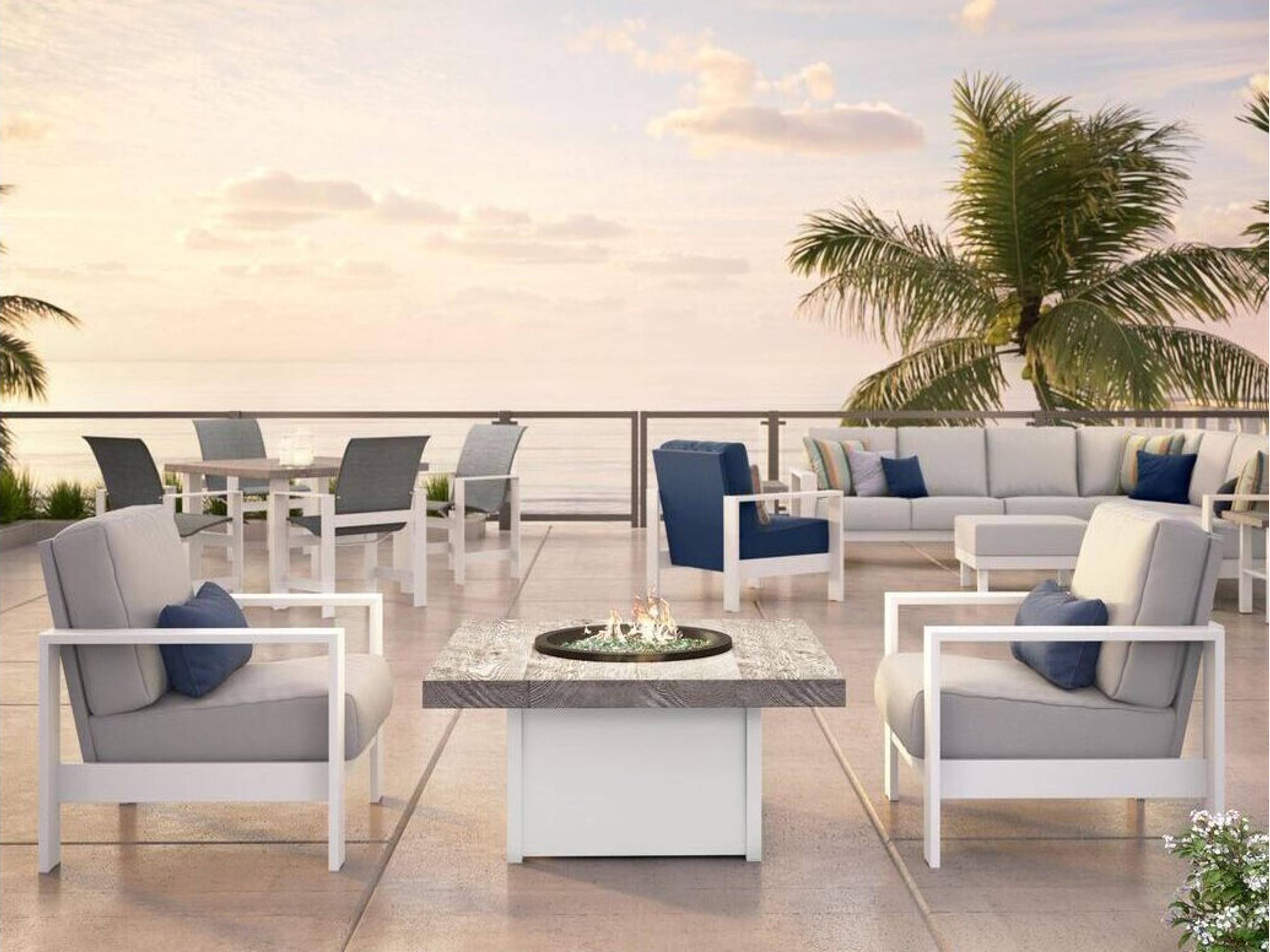 Blair Slip Cover Cushion Firepit Lounge Set