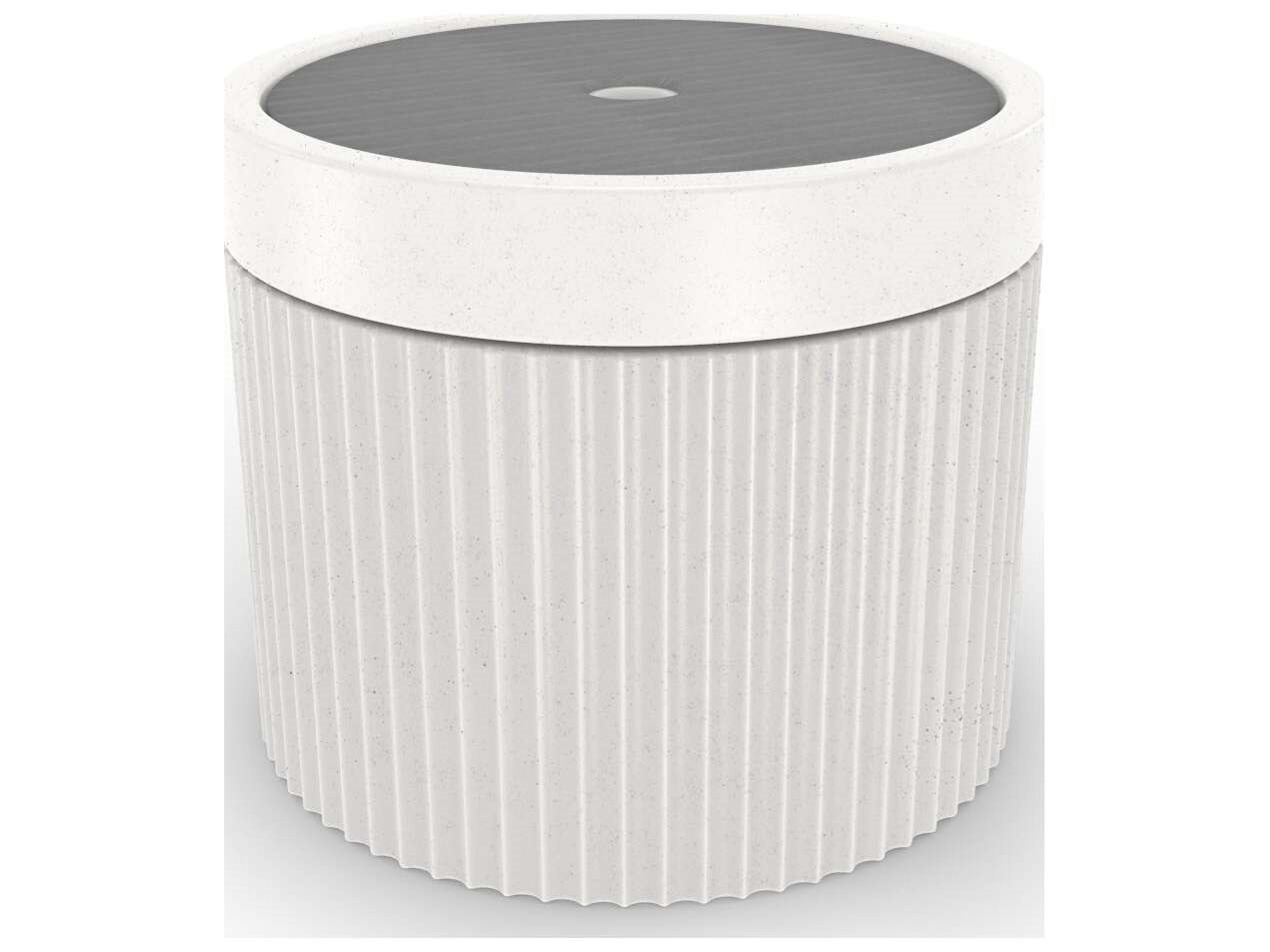 In-pool Series Resin 22.5" Round End Table with Umbrella Hole Soft Touch