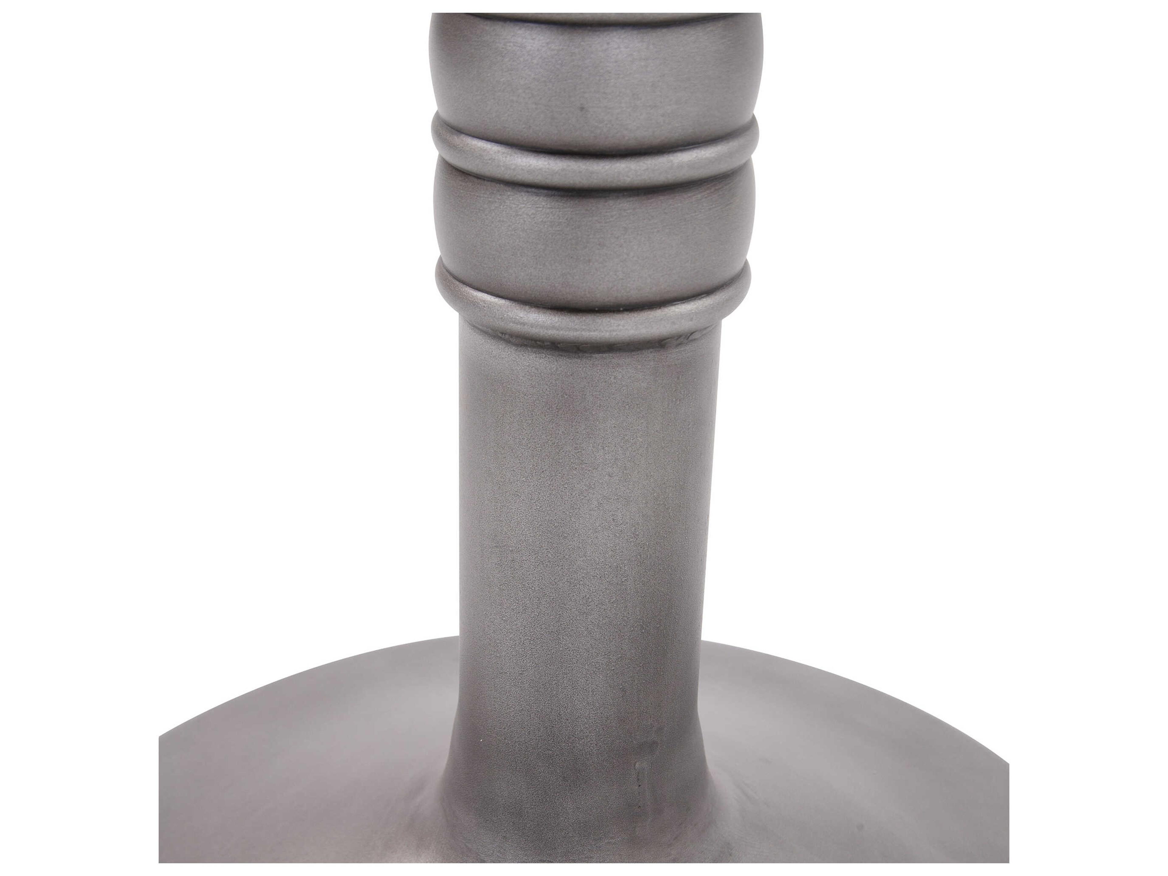 Howard Elliott Distressed Farm House Round Wood Brown Silver Dining Table