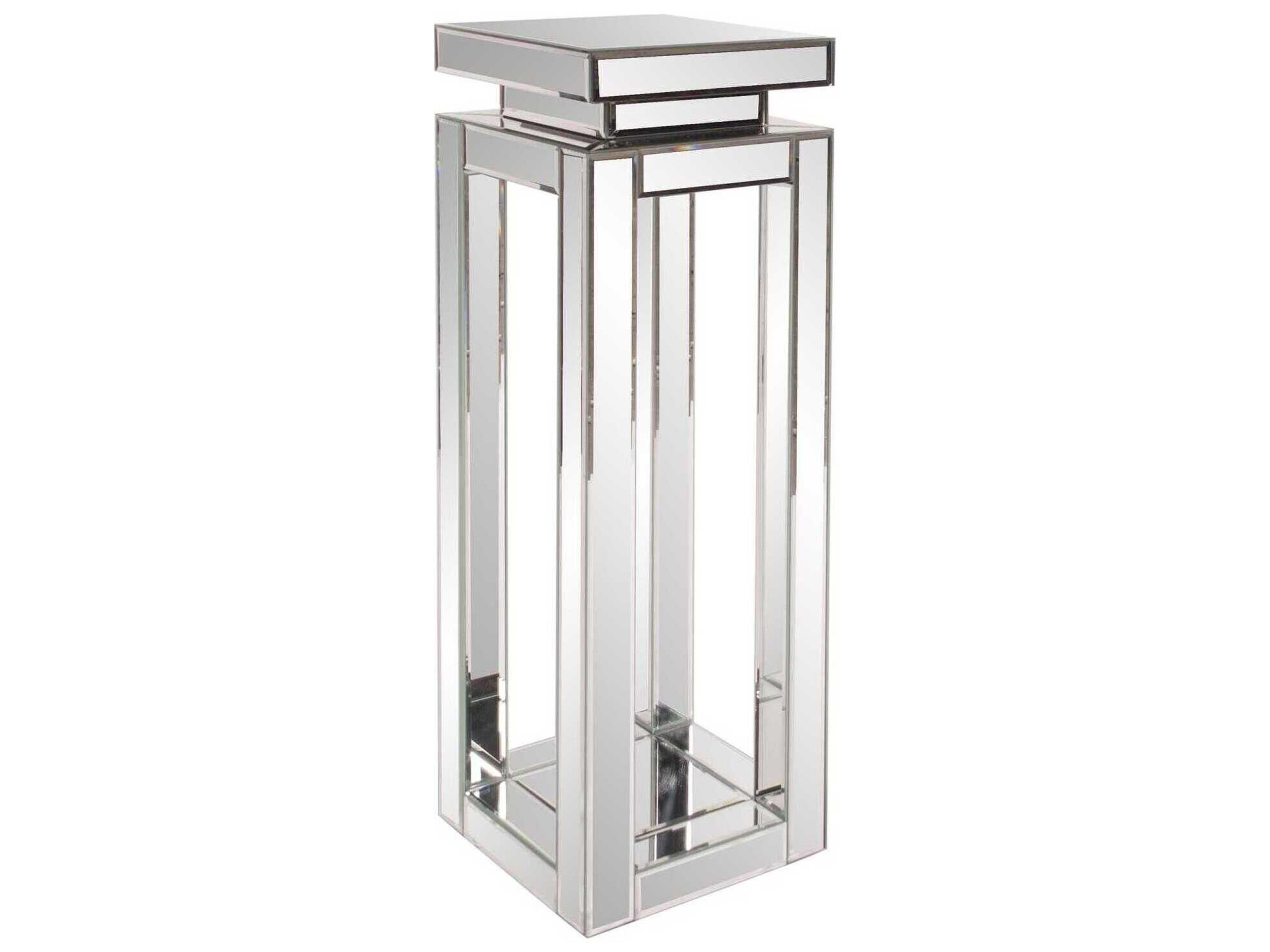 Mirrored Square Glass Silver End Table