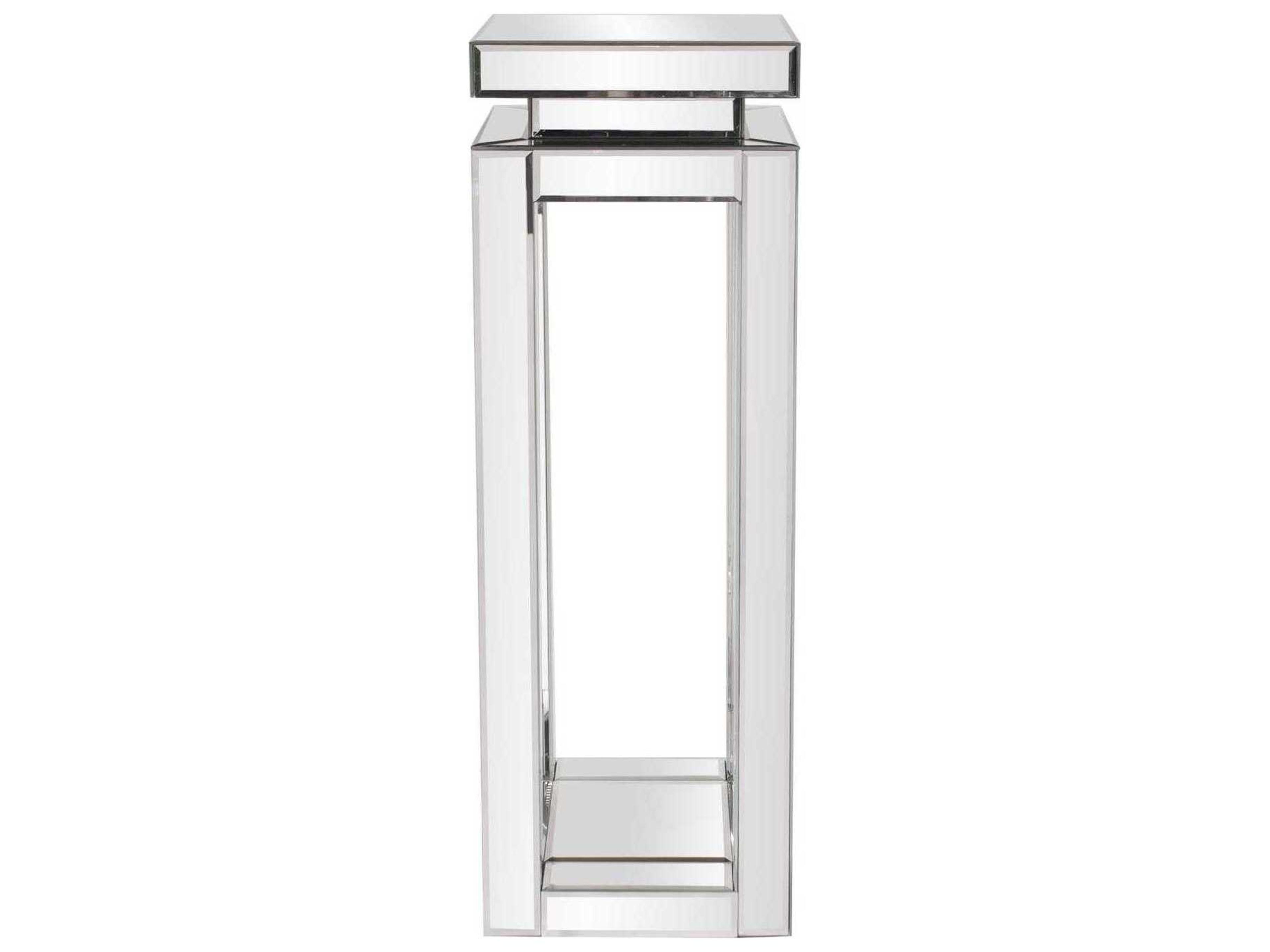 Howard Elliott Mirrored Square Glass Silver End Table