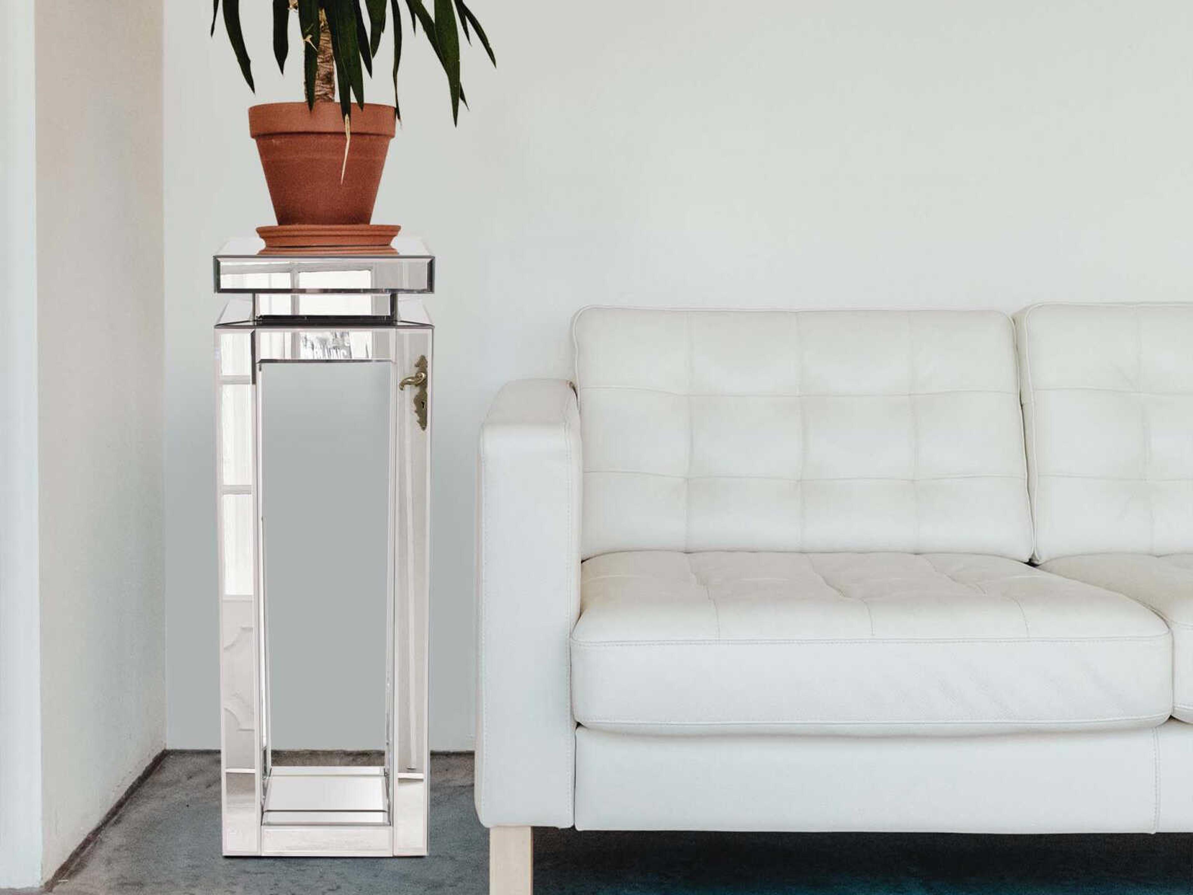 Howard Elliott Mirrored Square Glass Silver End Table