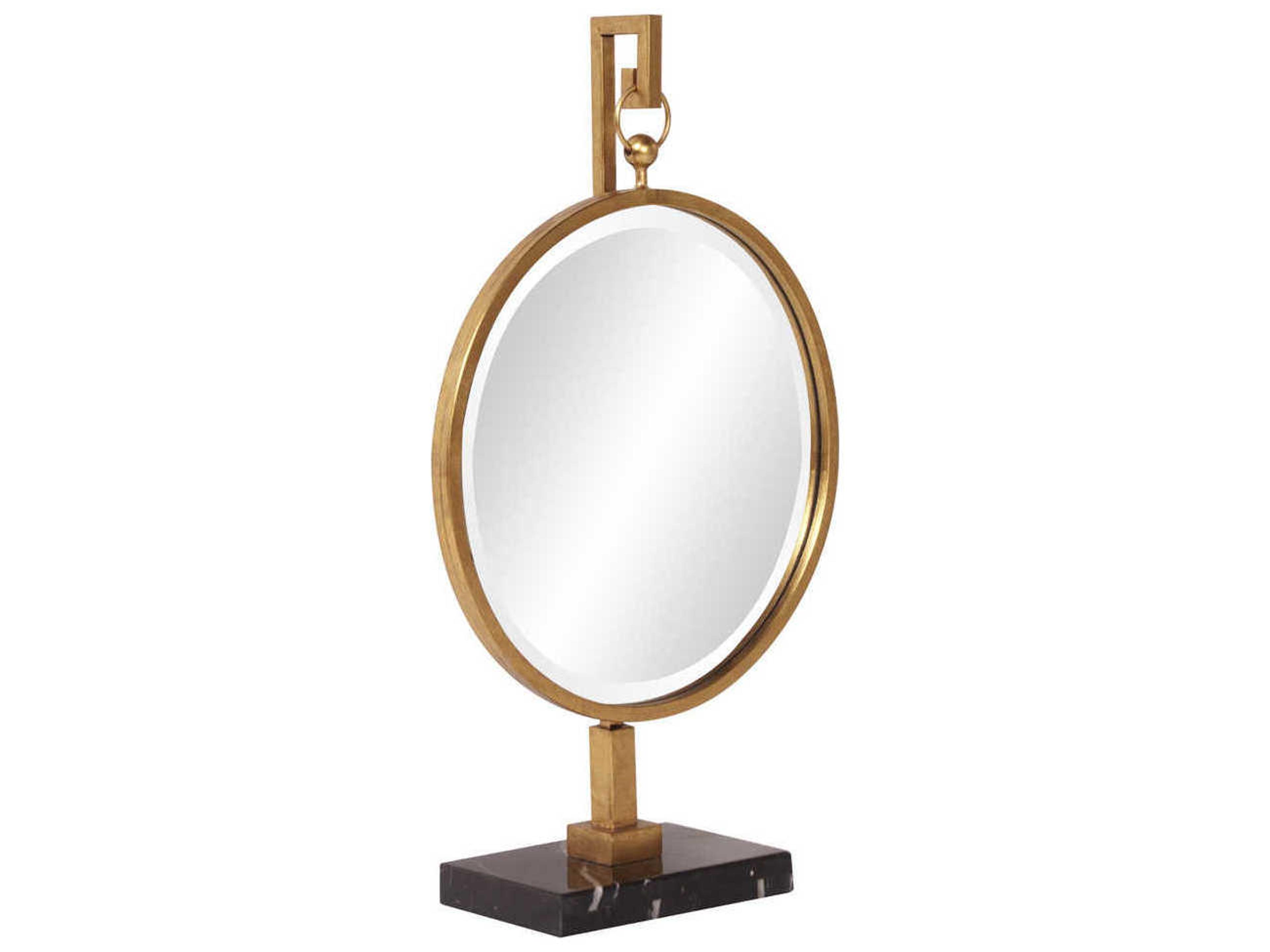 Howard Elliott Medallion Gold Leaf Round Table Mirror