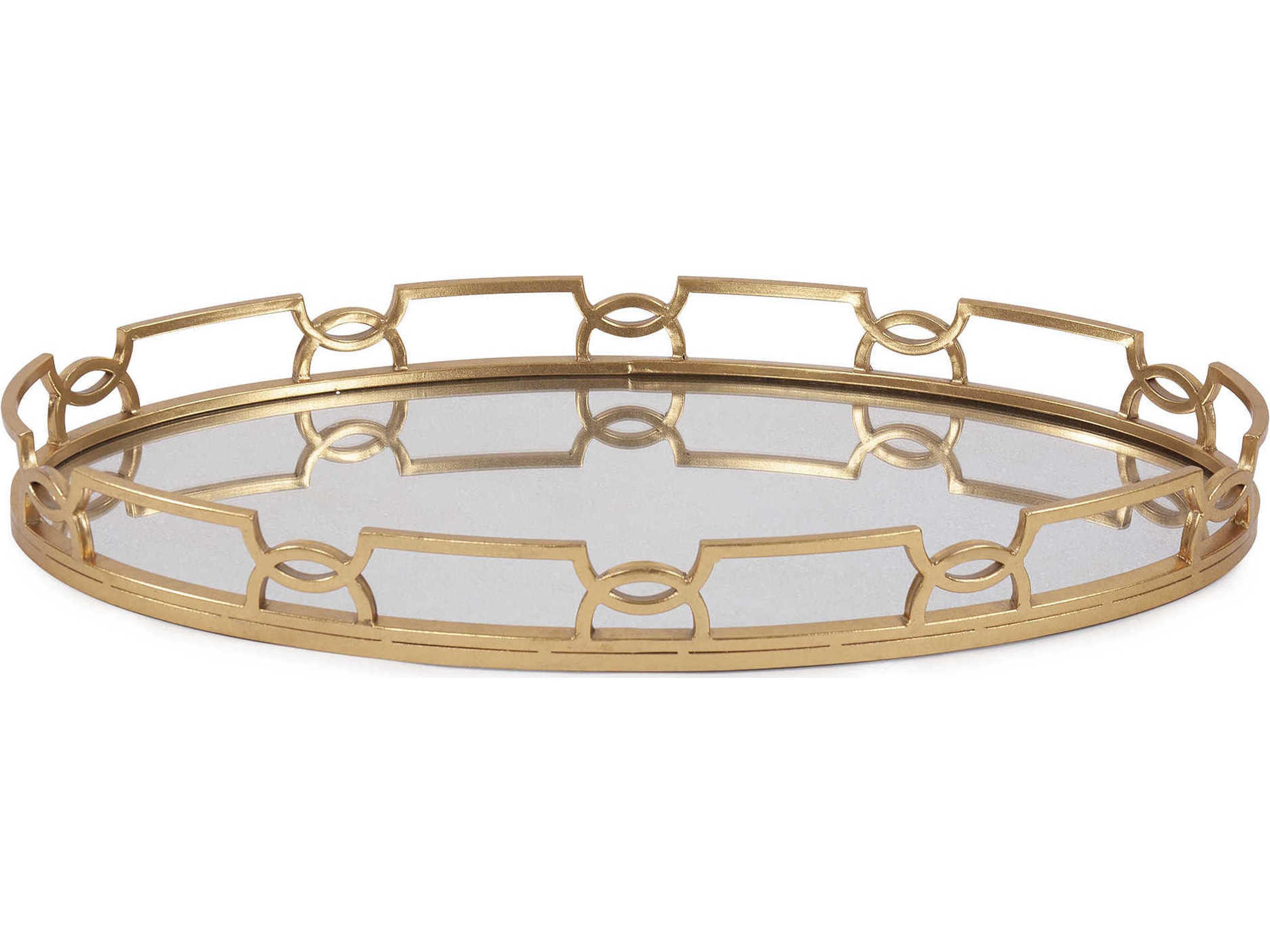 Howard Elliott Gold with Antiqued Mirror Serving Tray