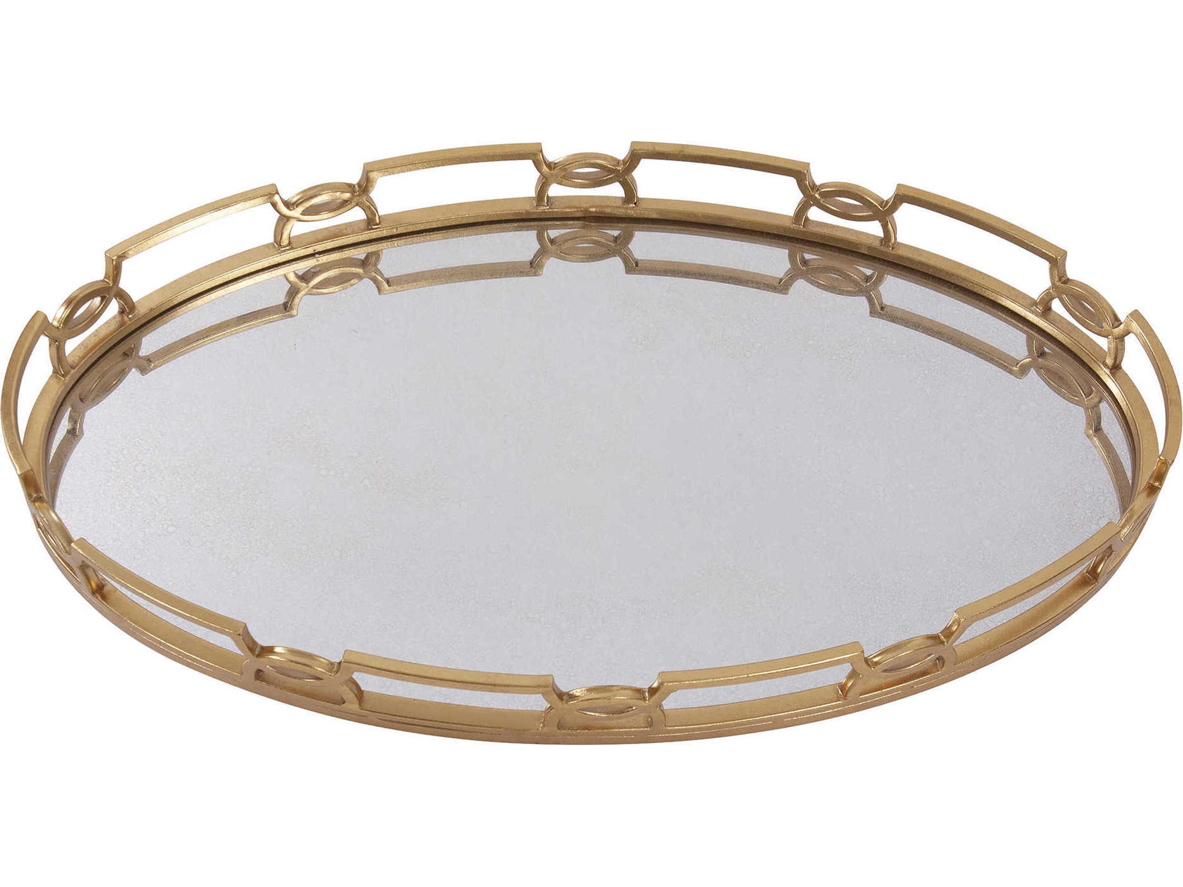 Howard Elliott Gold with Antiqued Mirror Serving Tray