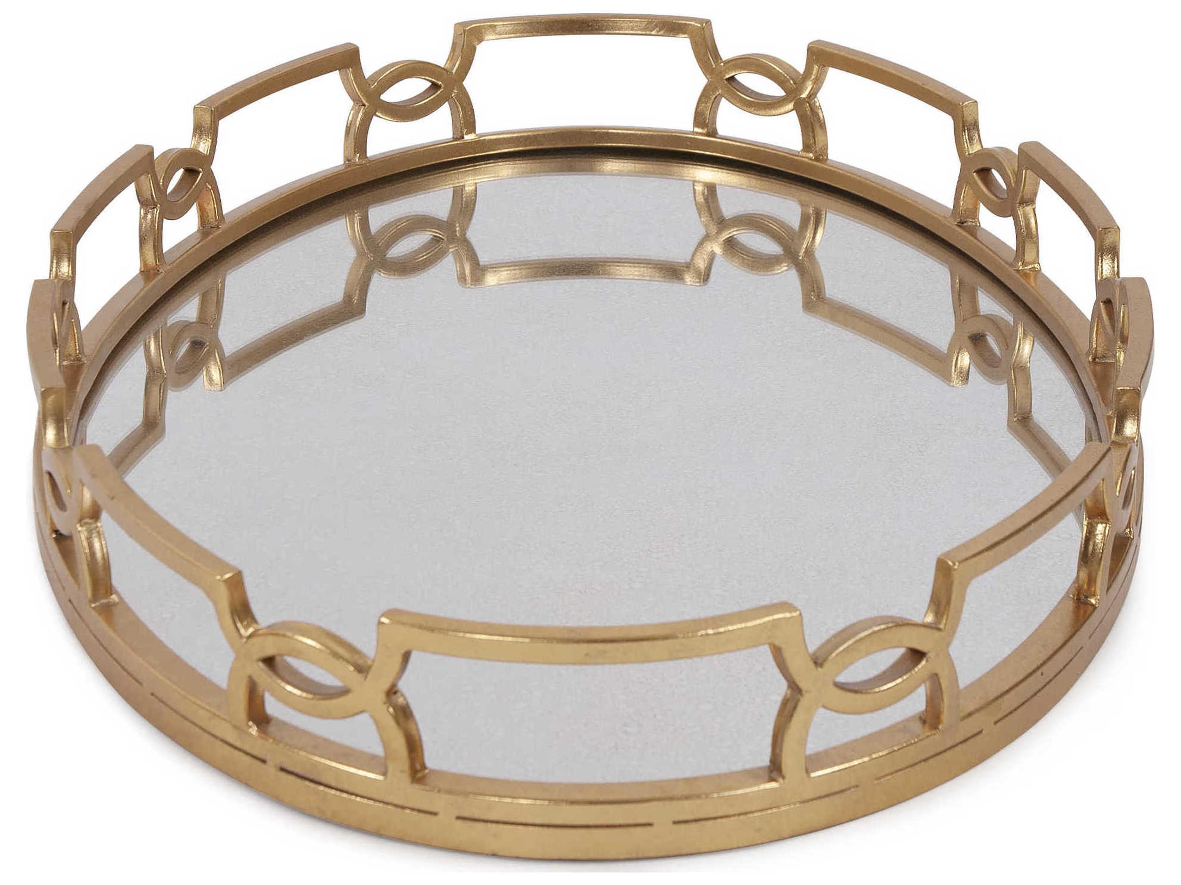 Howard Elliott Gold with Antiqued Mirror Serving Tray