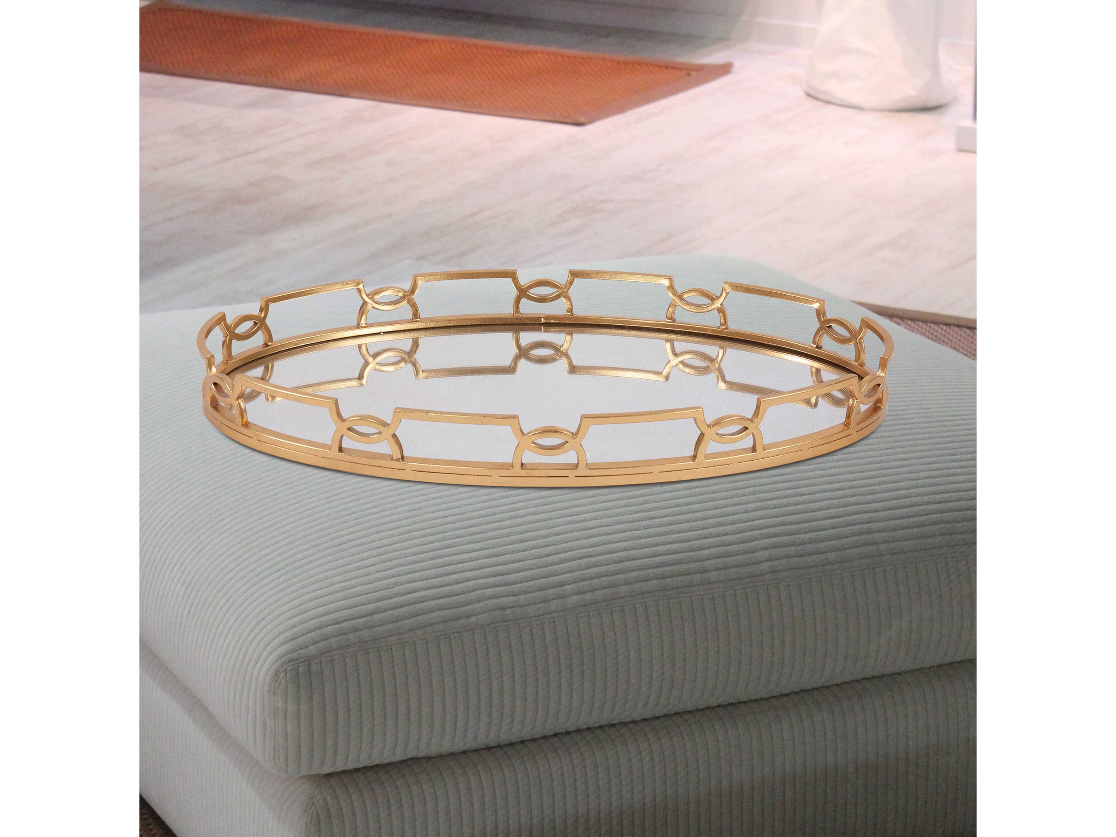 Howard Elliott Gold with Antiqued Mirror Serving Tray