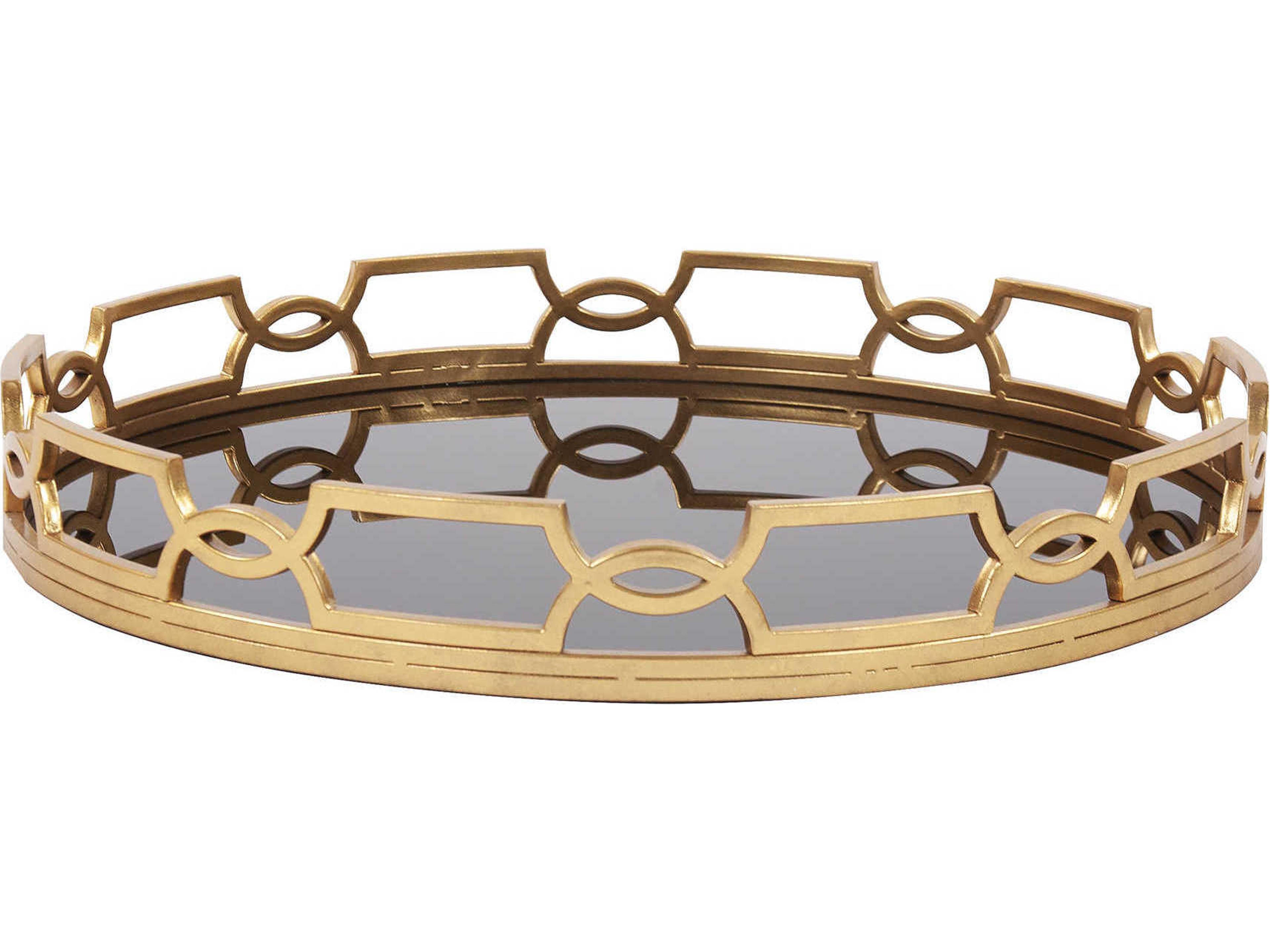 Howard Elliott Kyron Bright Gold / Black Glass Serving Tray