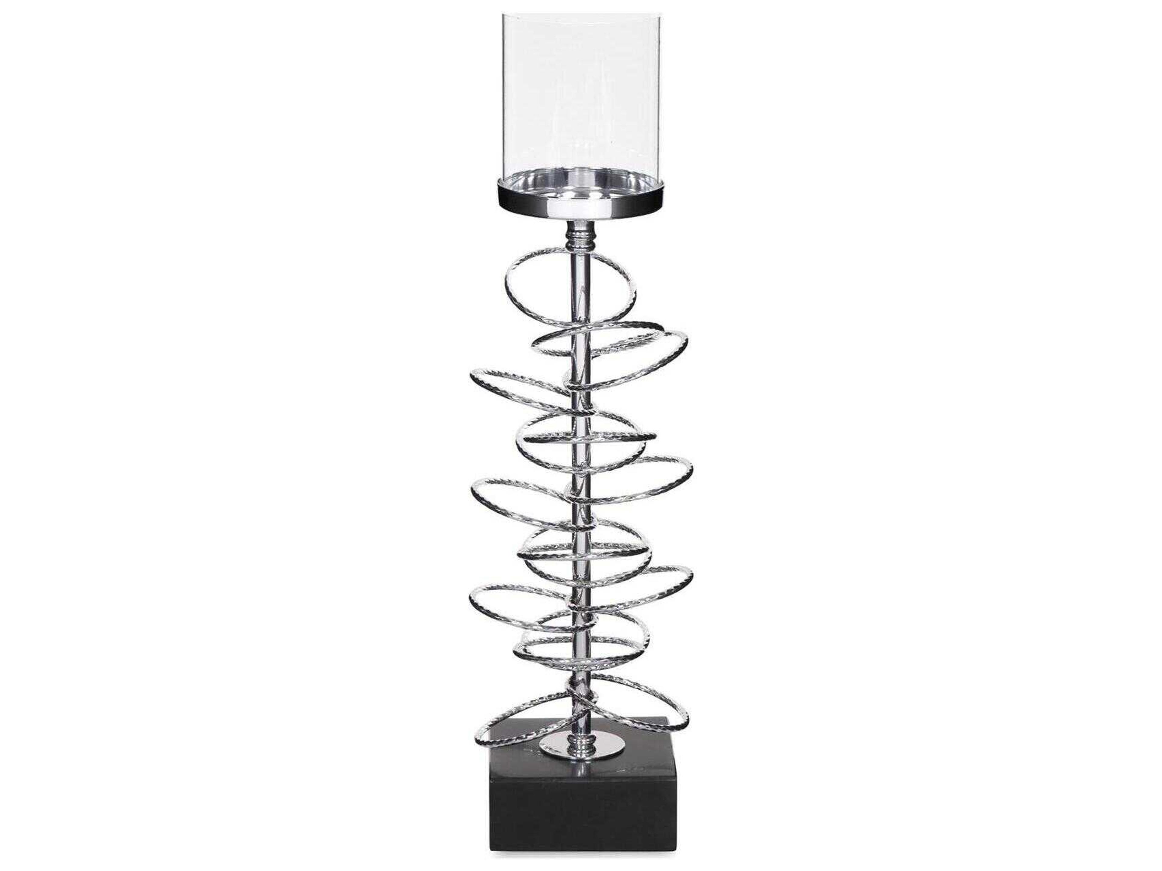 Howard Elliott Chrome Black Ring Toss Candle Holder