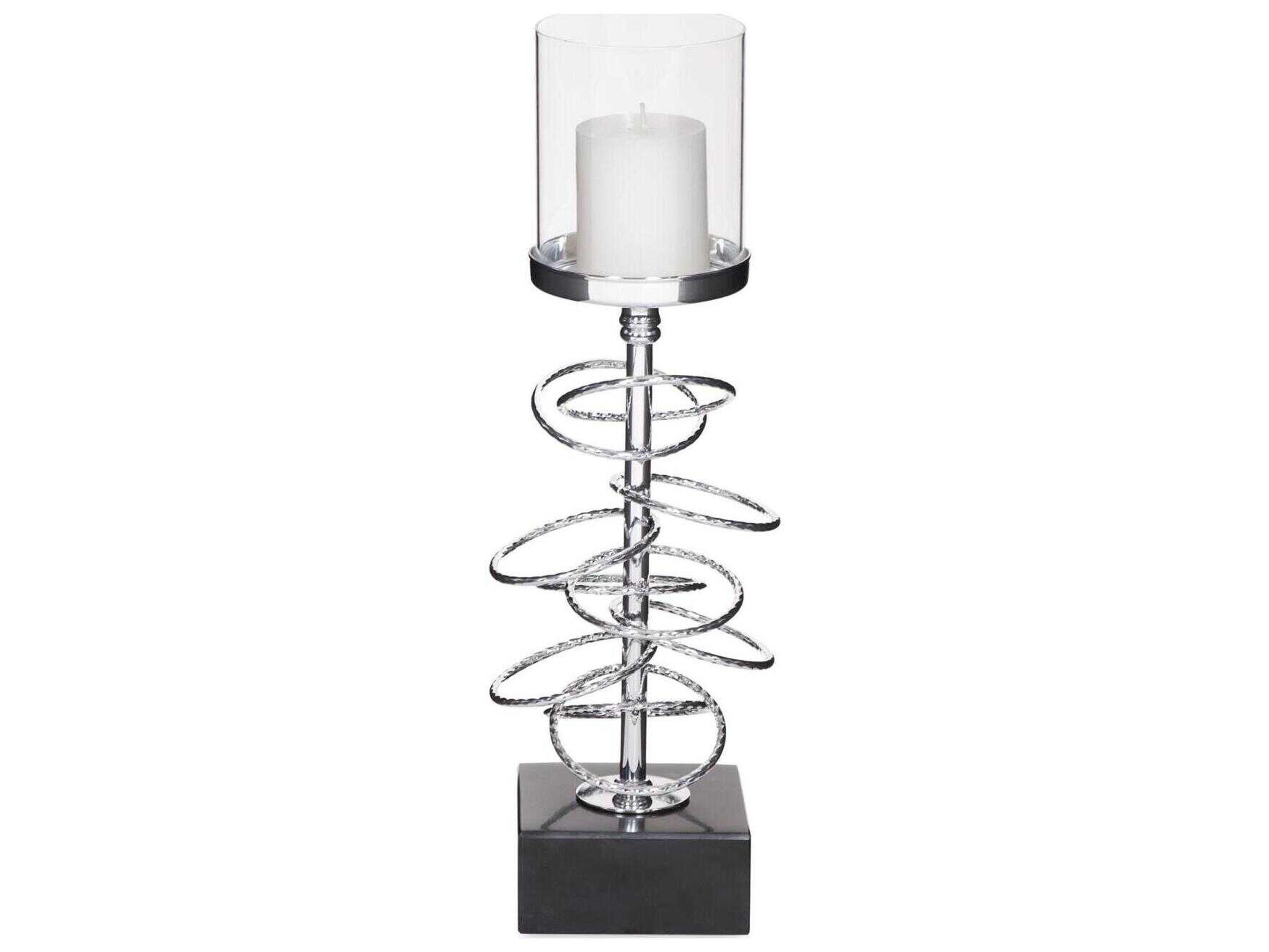Howard Elliott Chrome Black Ring Toss Candle Holder